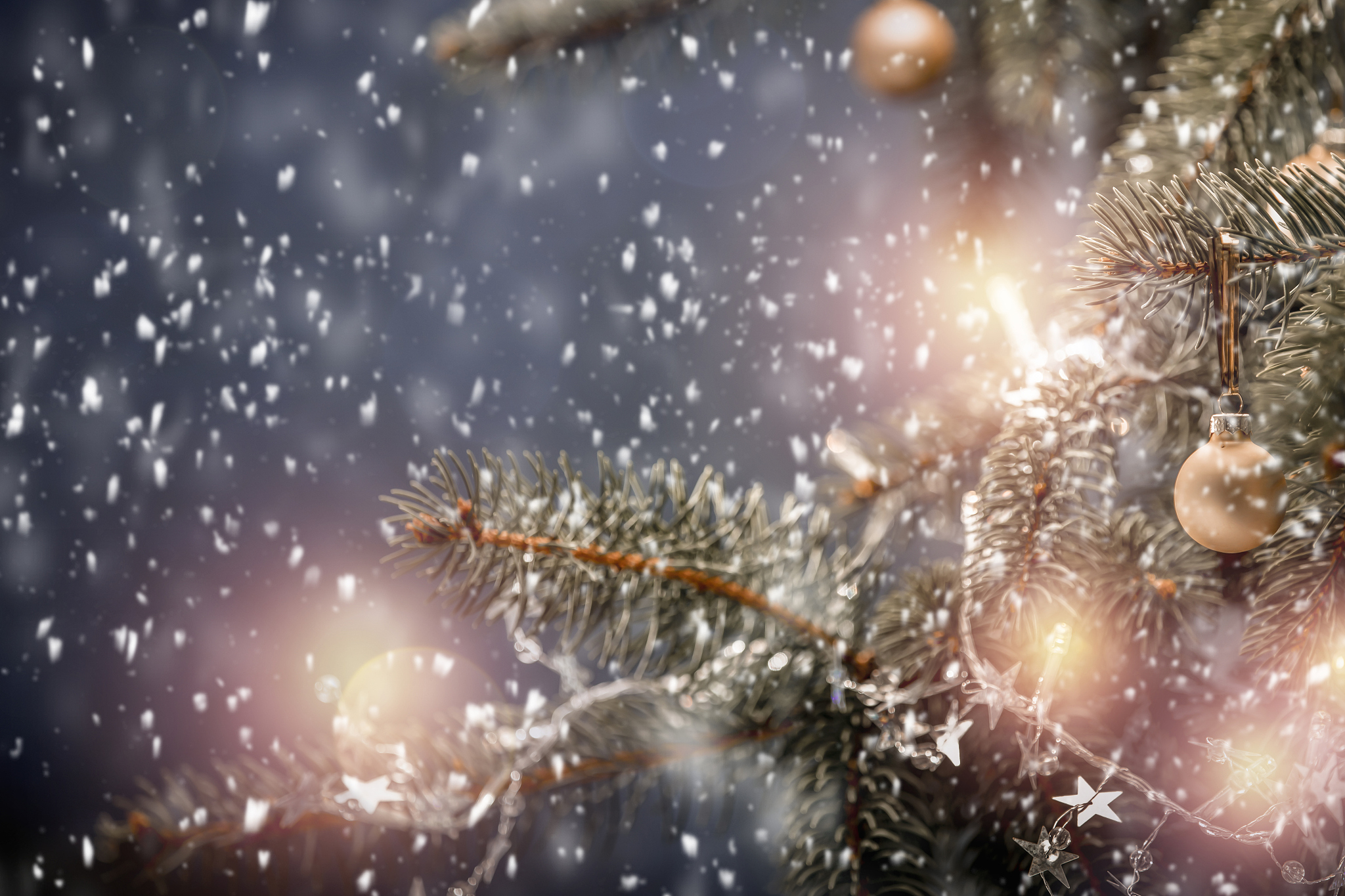 christmas decorations with blurred background.