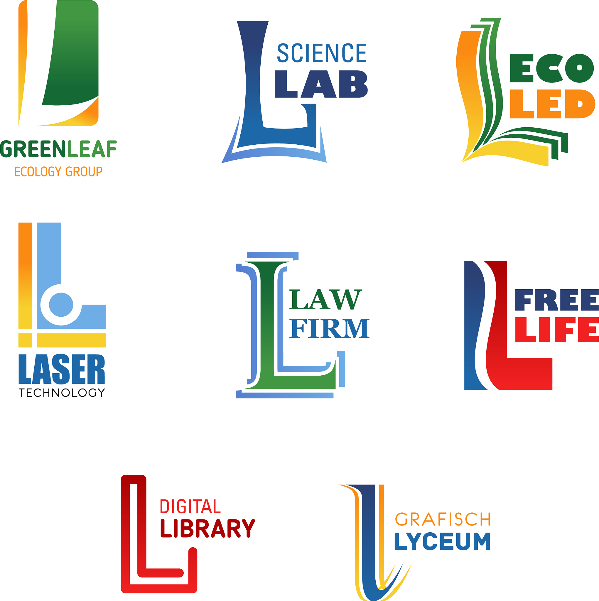 letter l icons for brand company name