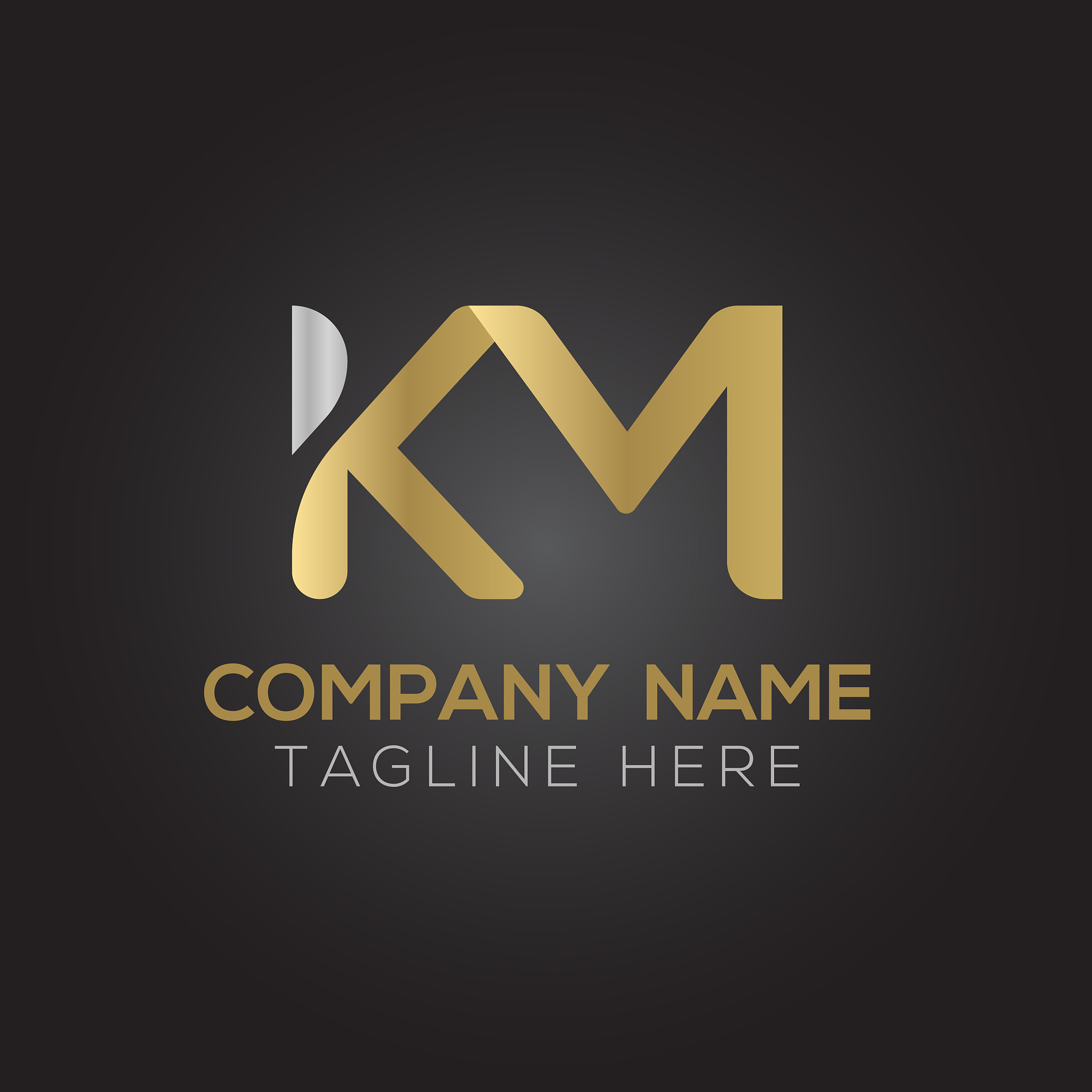 initial alphabet km logo design template abstract