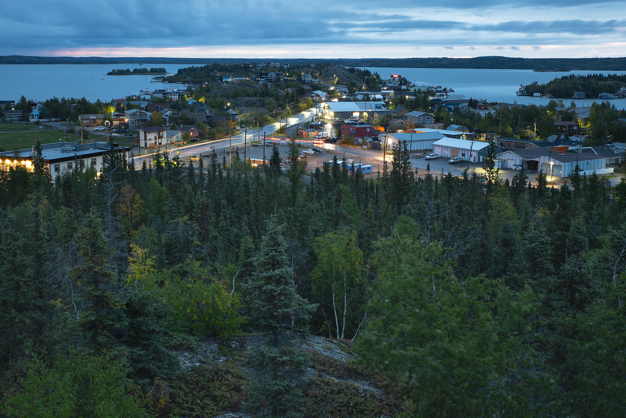old town of yellowknife at great slave lake on the canadian shie