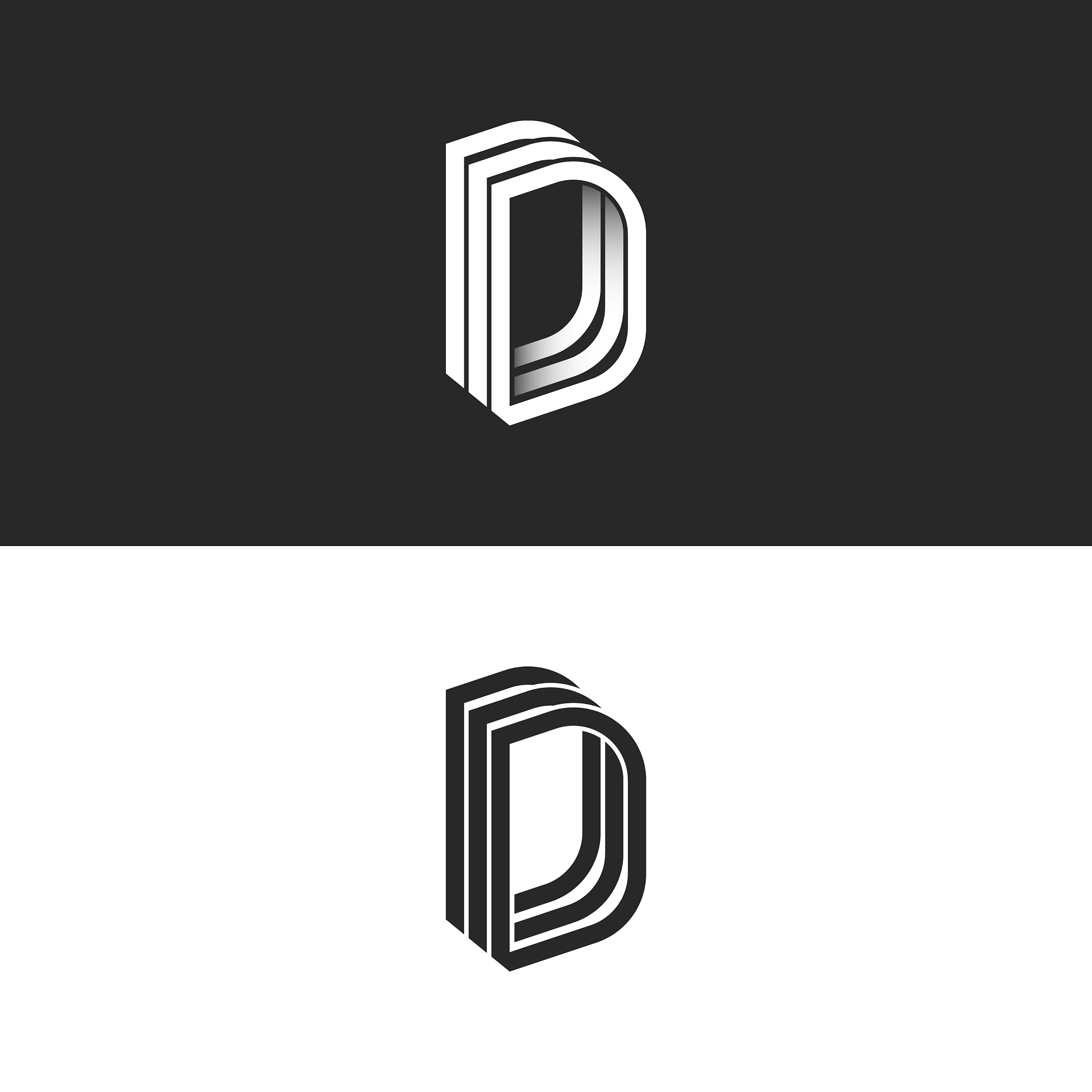 letter d logo monogram isometric lines geometric