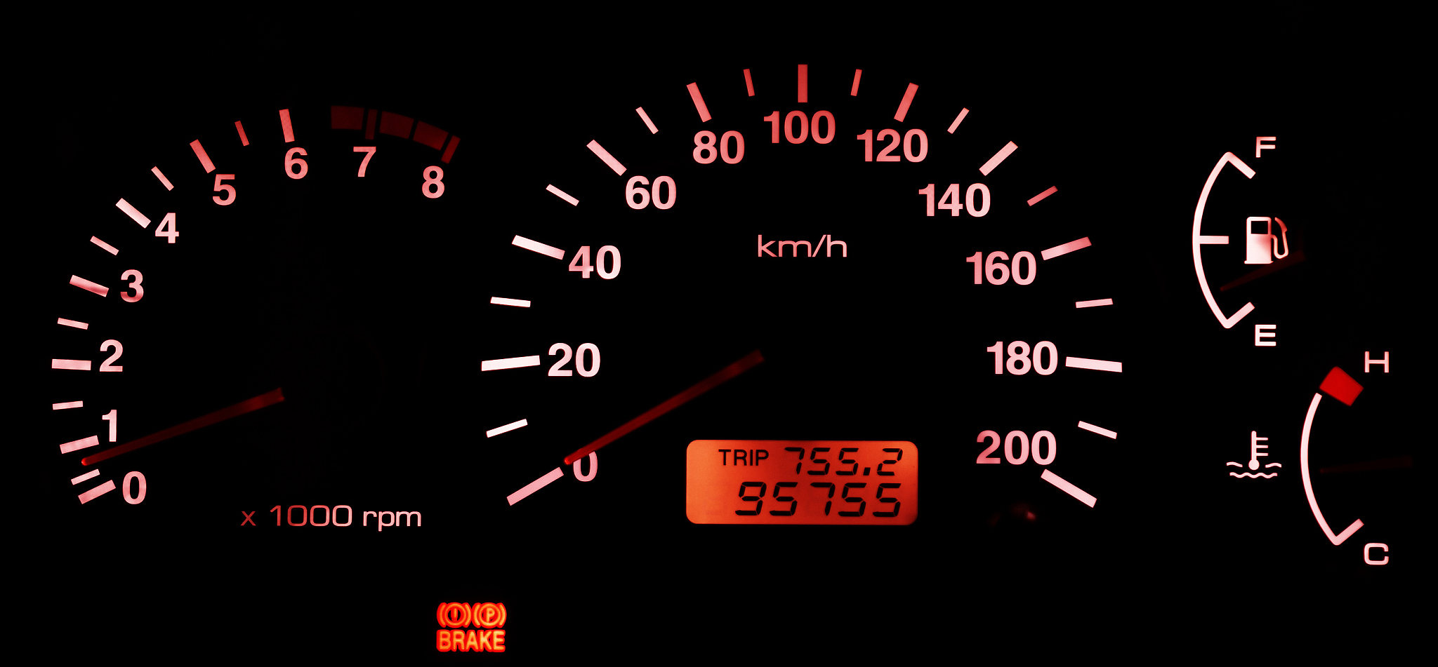 horizontal isolated red car speedometer no fuel panel background