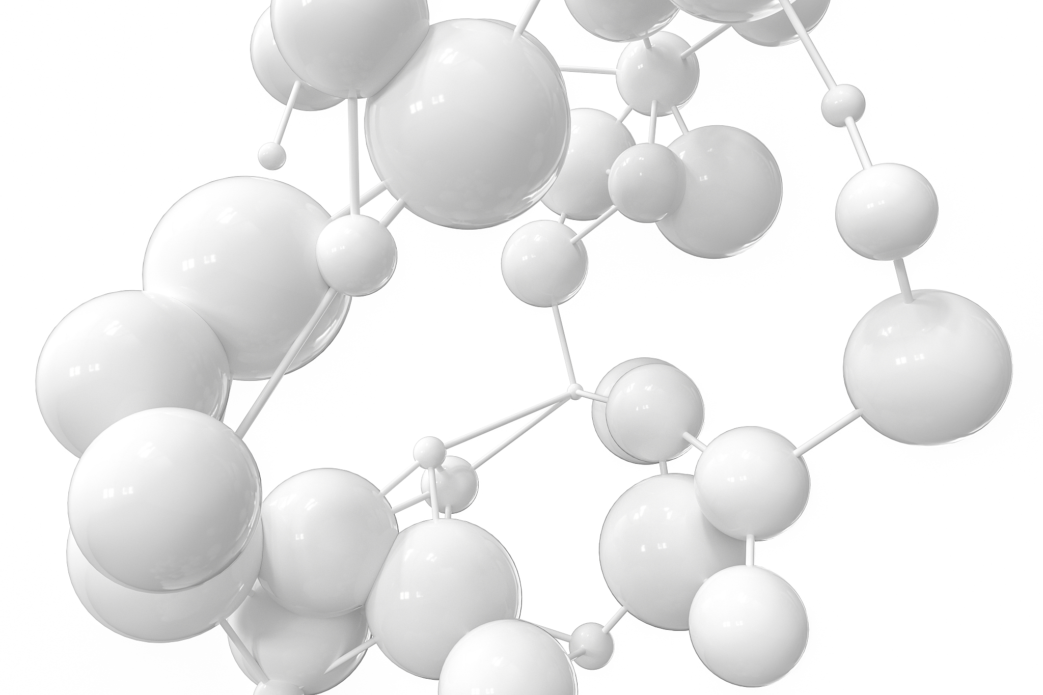 gene lines and nodes, biological gene structure, 3d rendering.