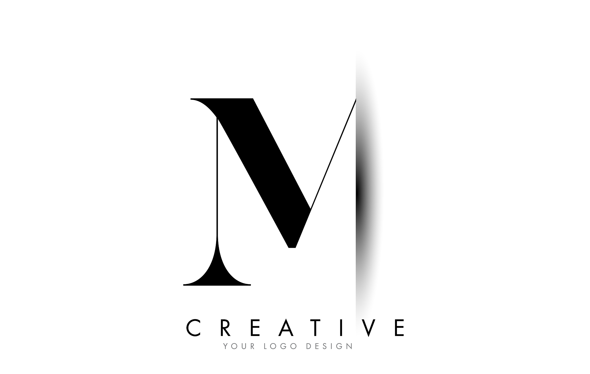 m letter logo with creative shadow cut design