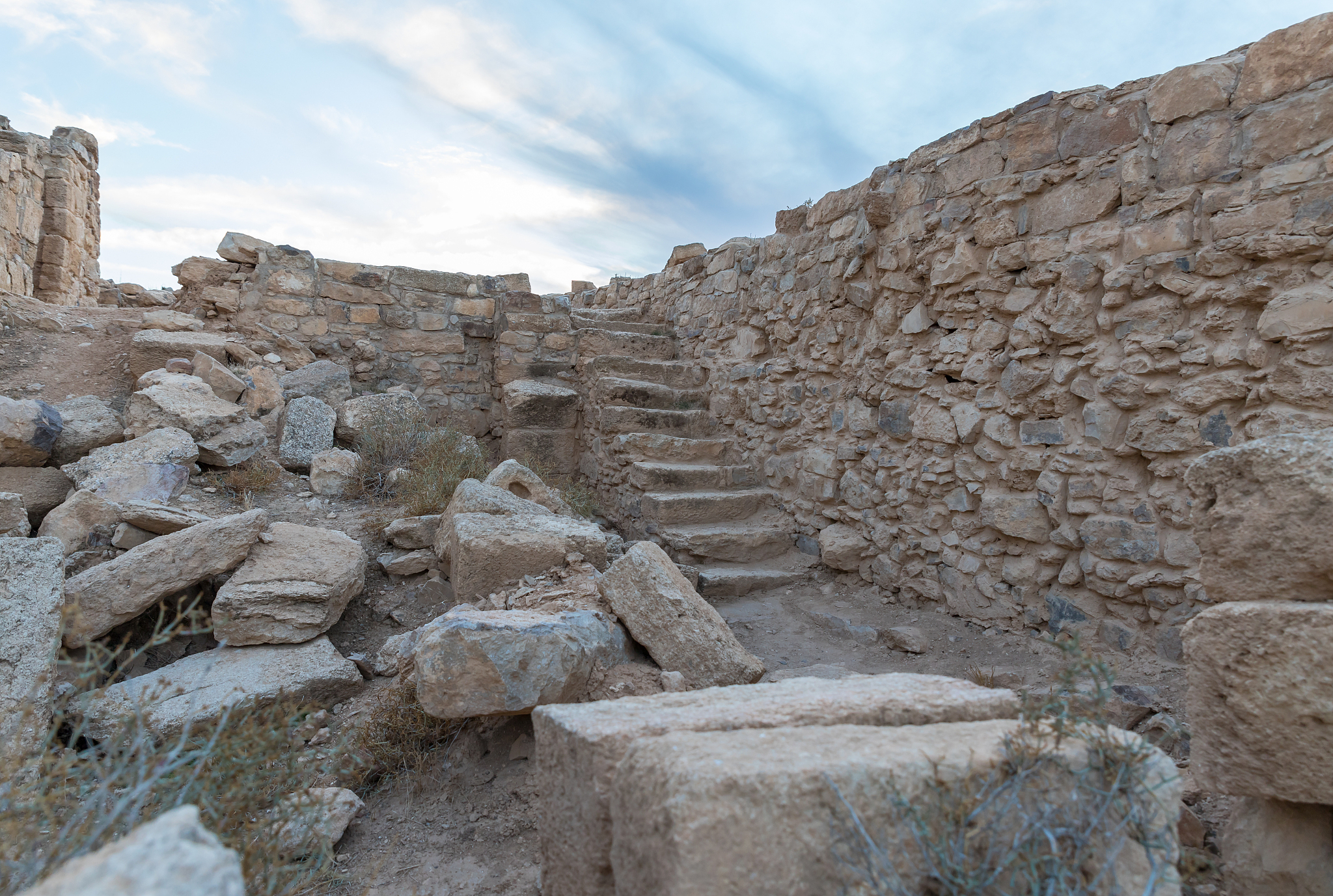 the ruins  of temple on the historical archaeological site umm a