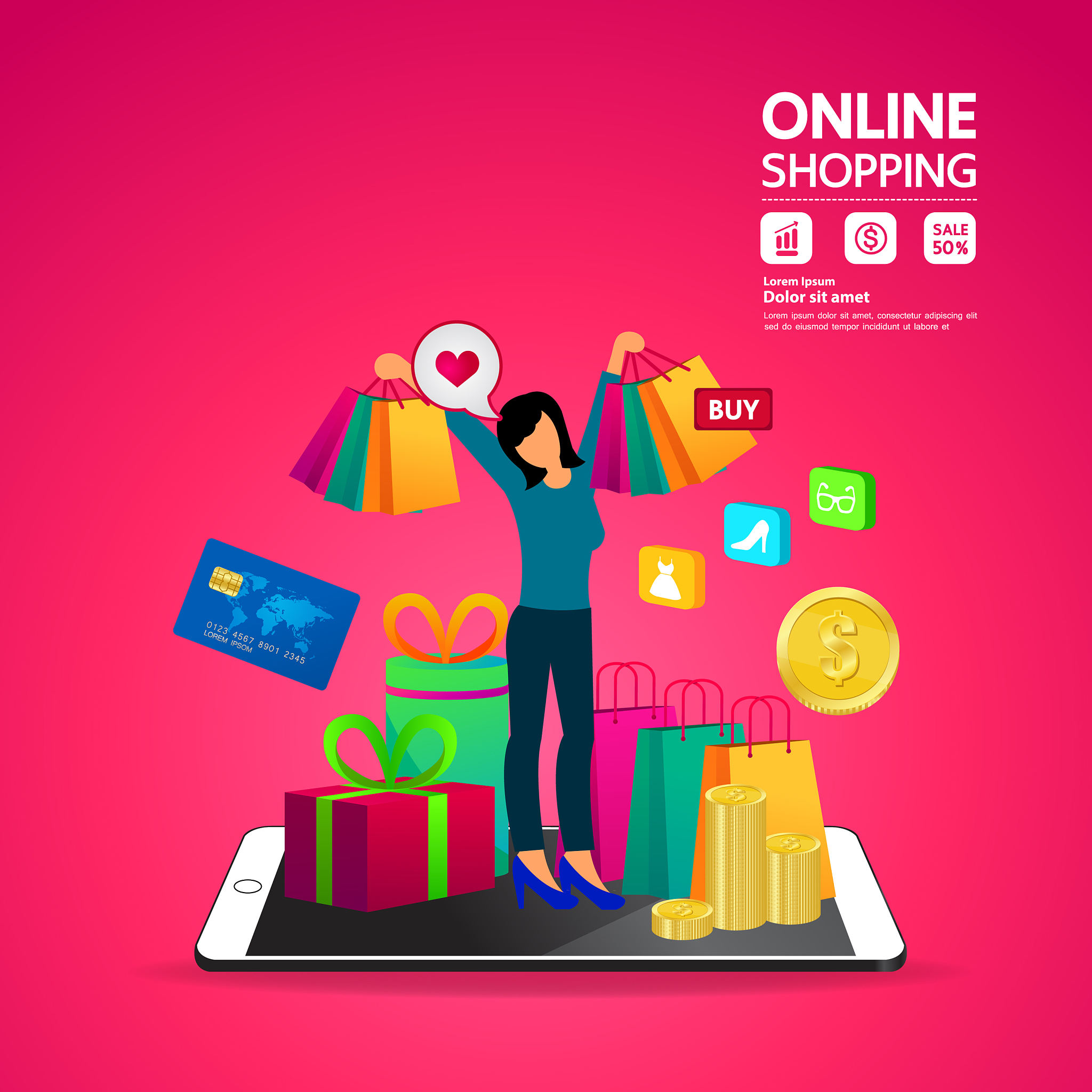 shopping online on website or mobile application