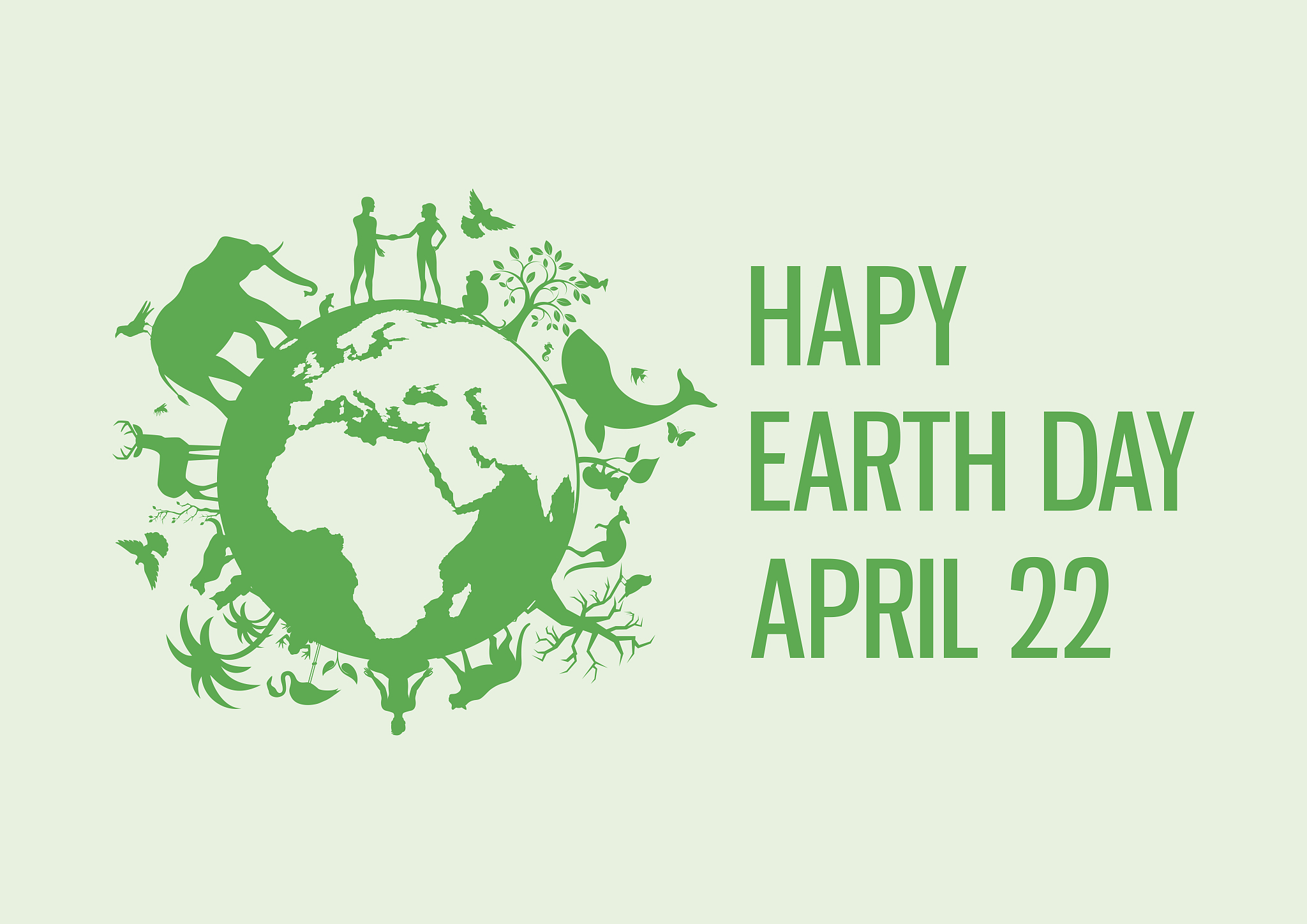 happy earth day with animals and plants vector
