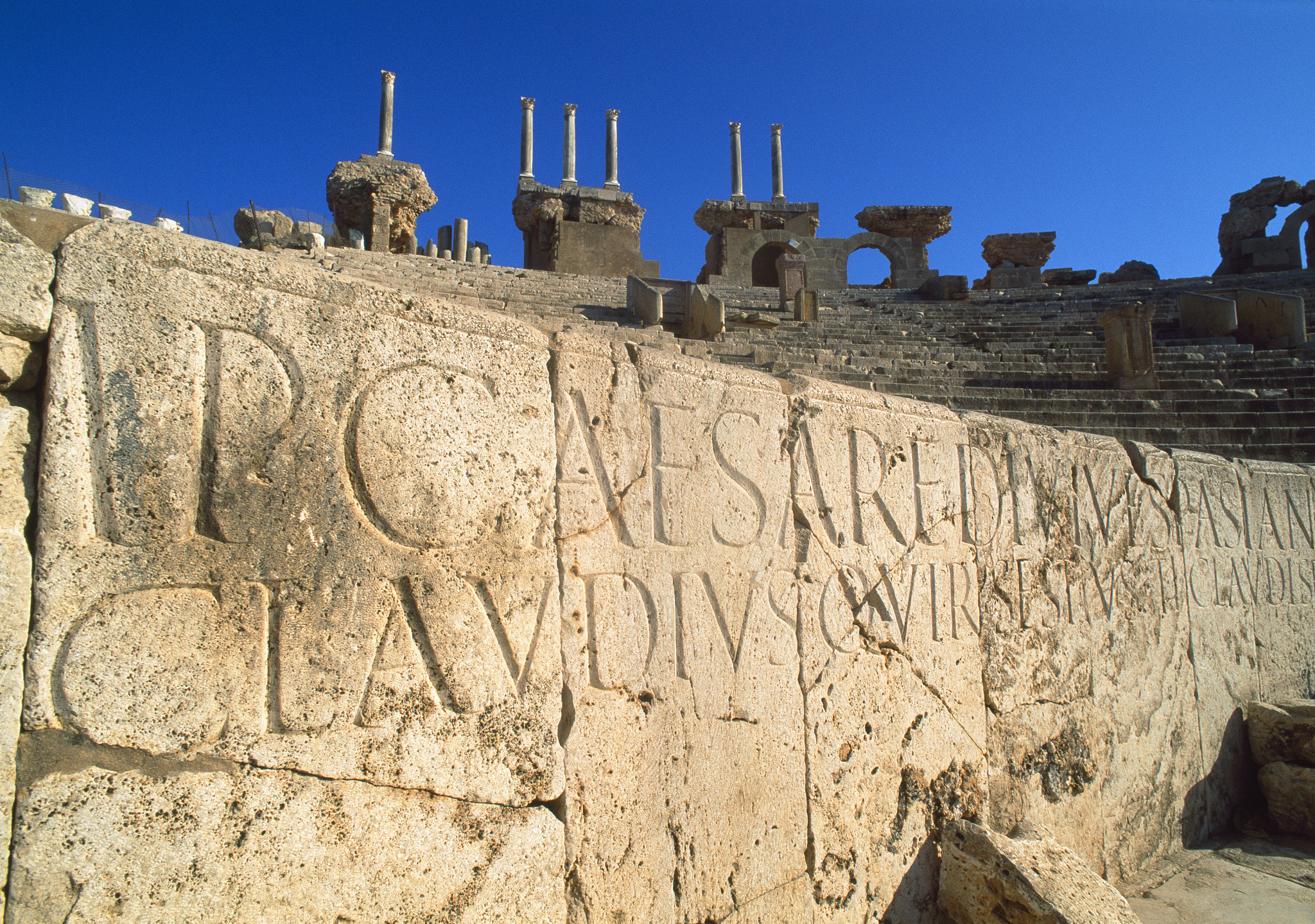 leptis magna archaeological site theatre ruins