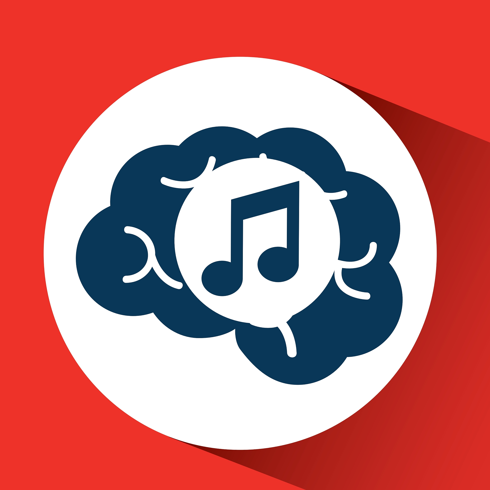 concept network silhouette head with media music