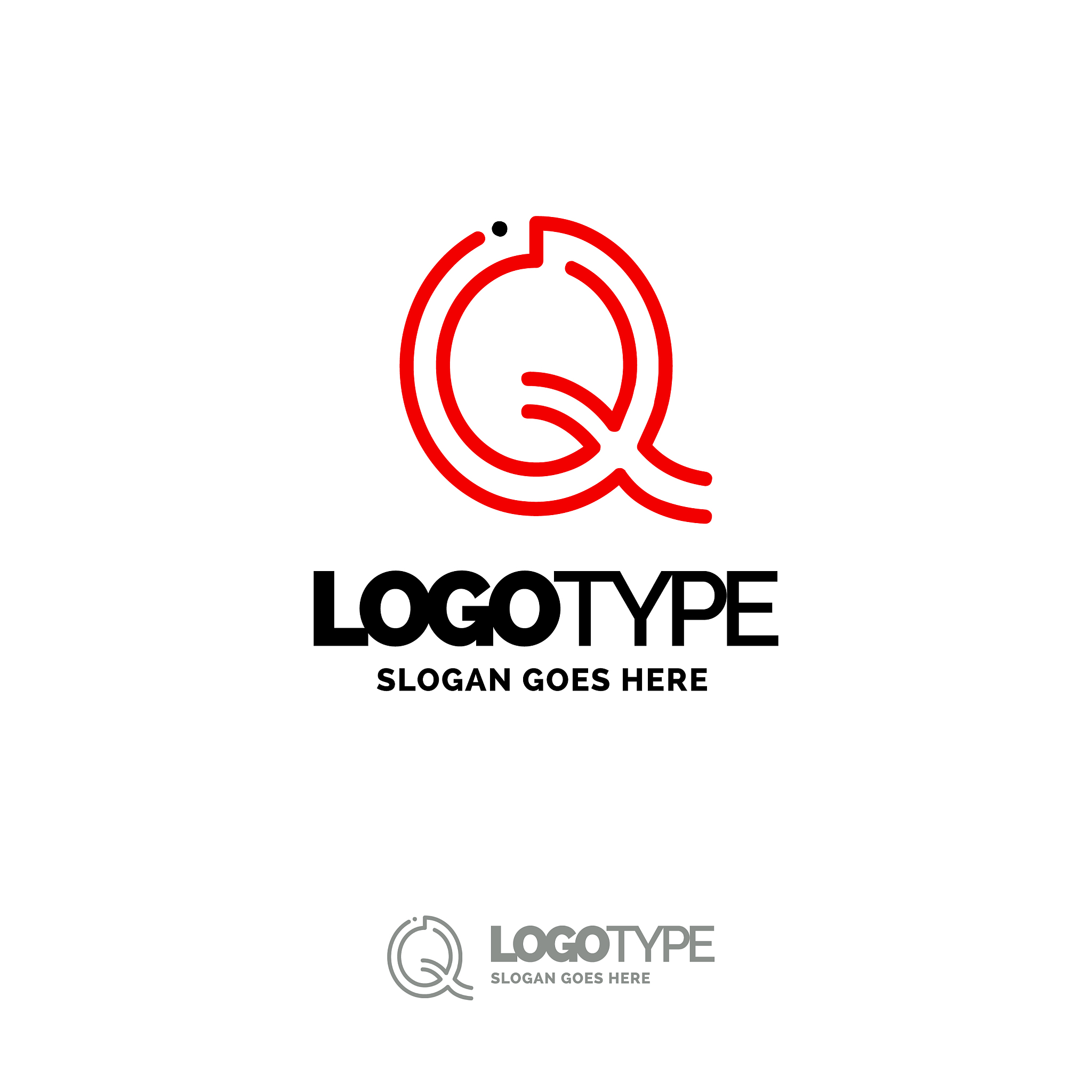 q logo digital logo template black and red logo