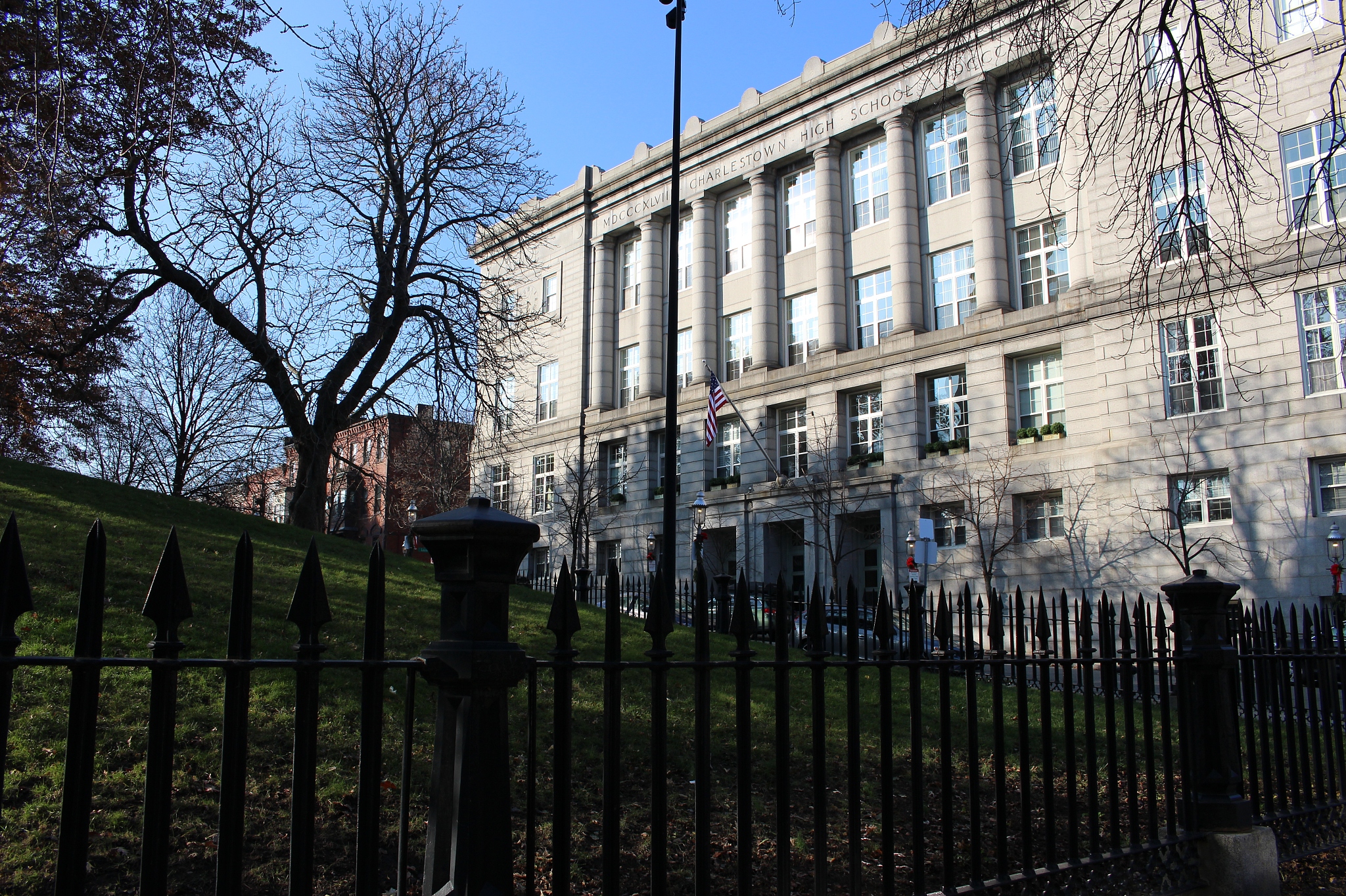 monument square and charlestown high school, charlestown, usa