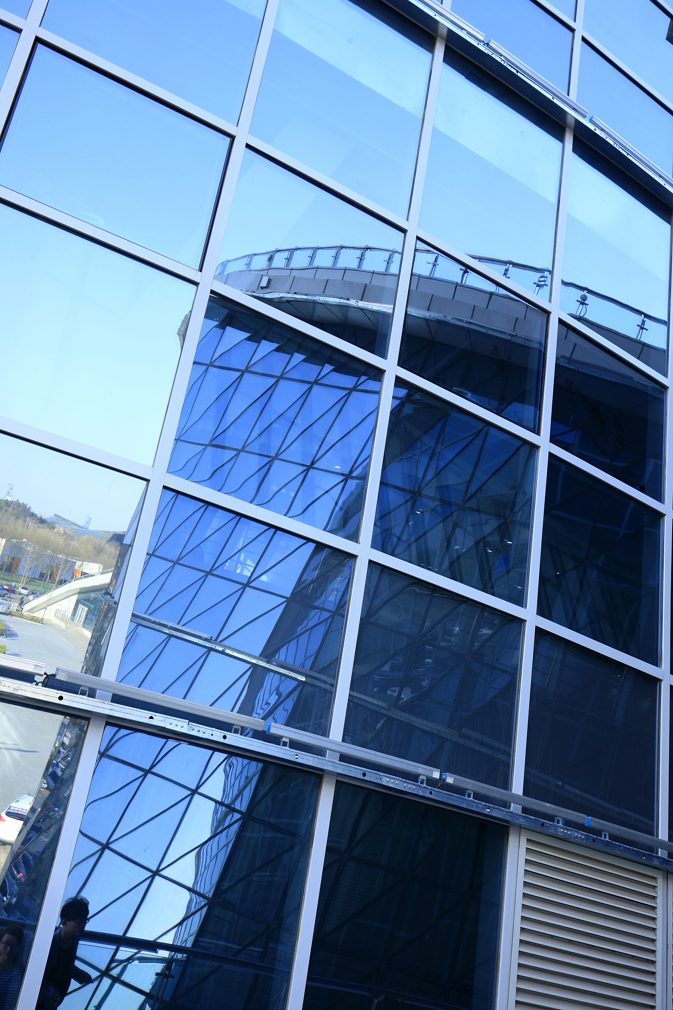 glass curtain wall of modern office building