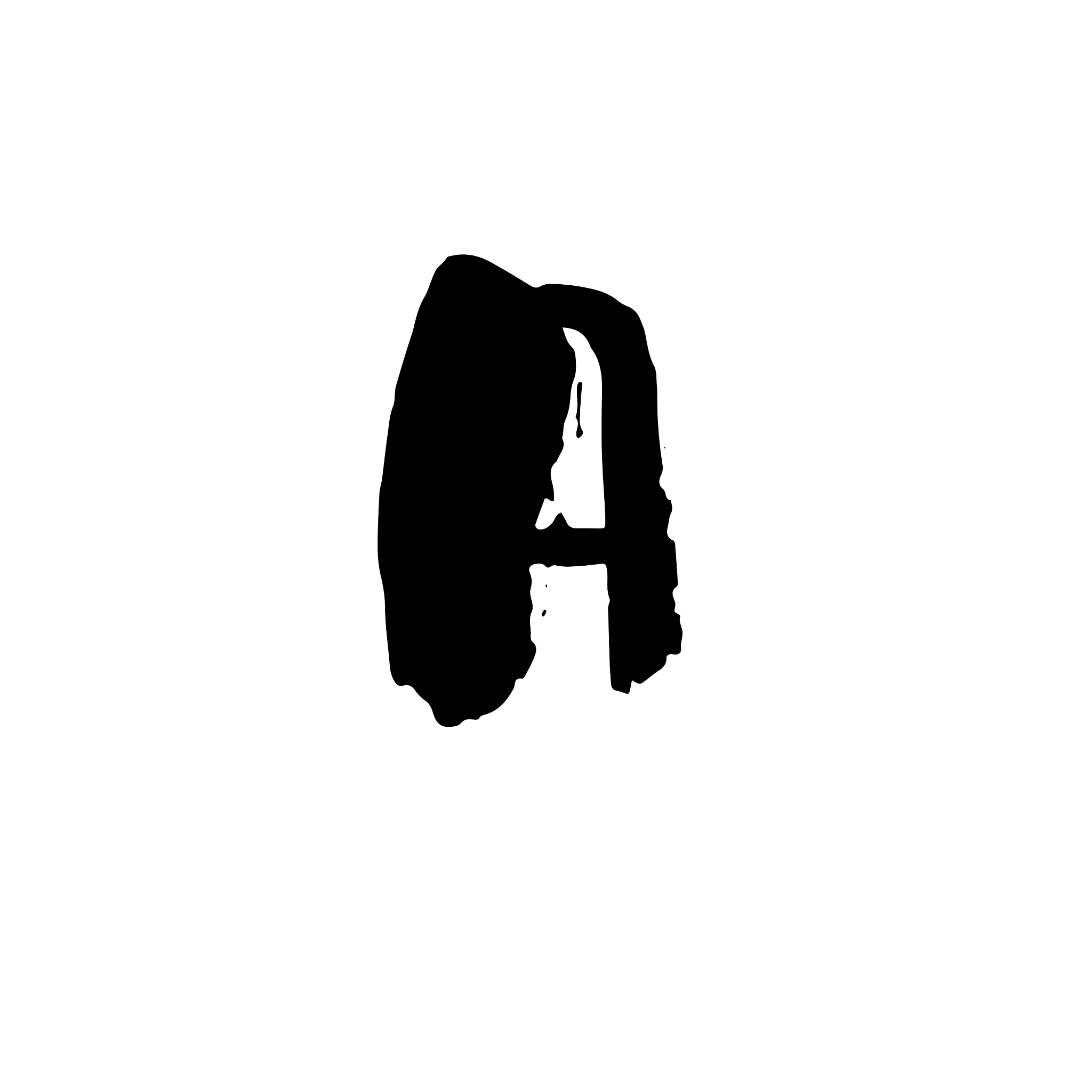 letter a handwritten by dry brush rough strokes