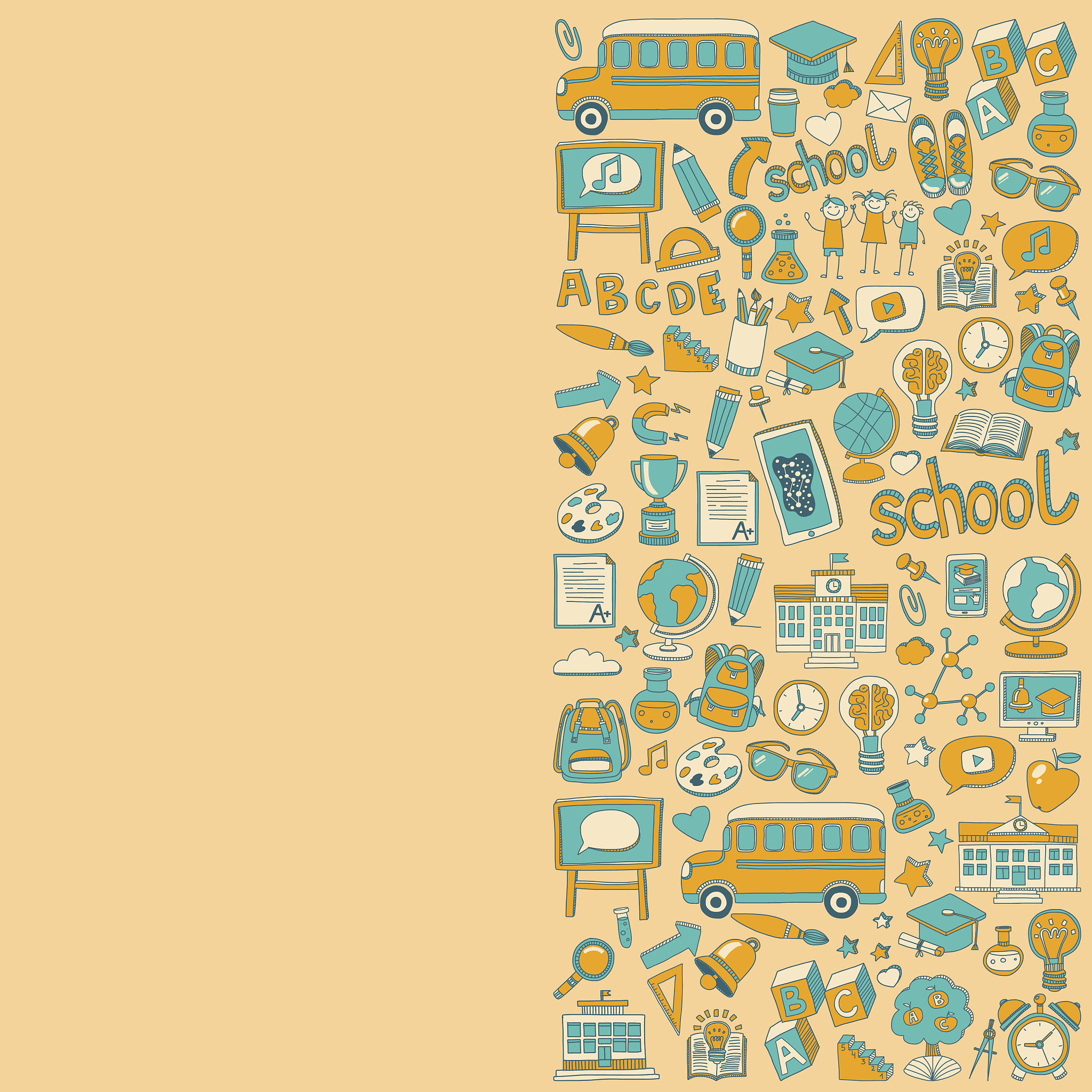 back to school doodle set. linear icons