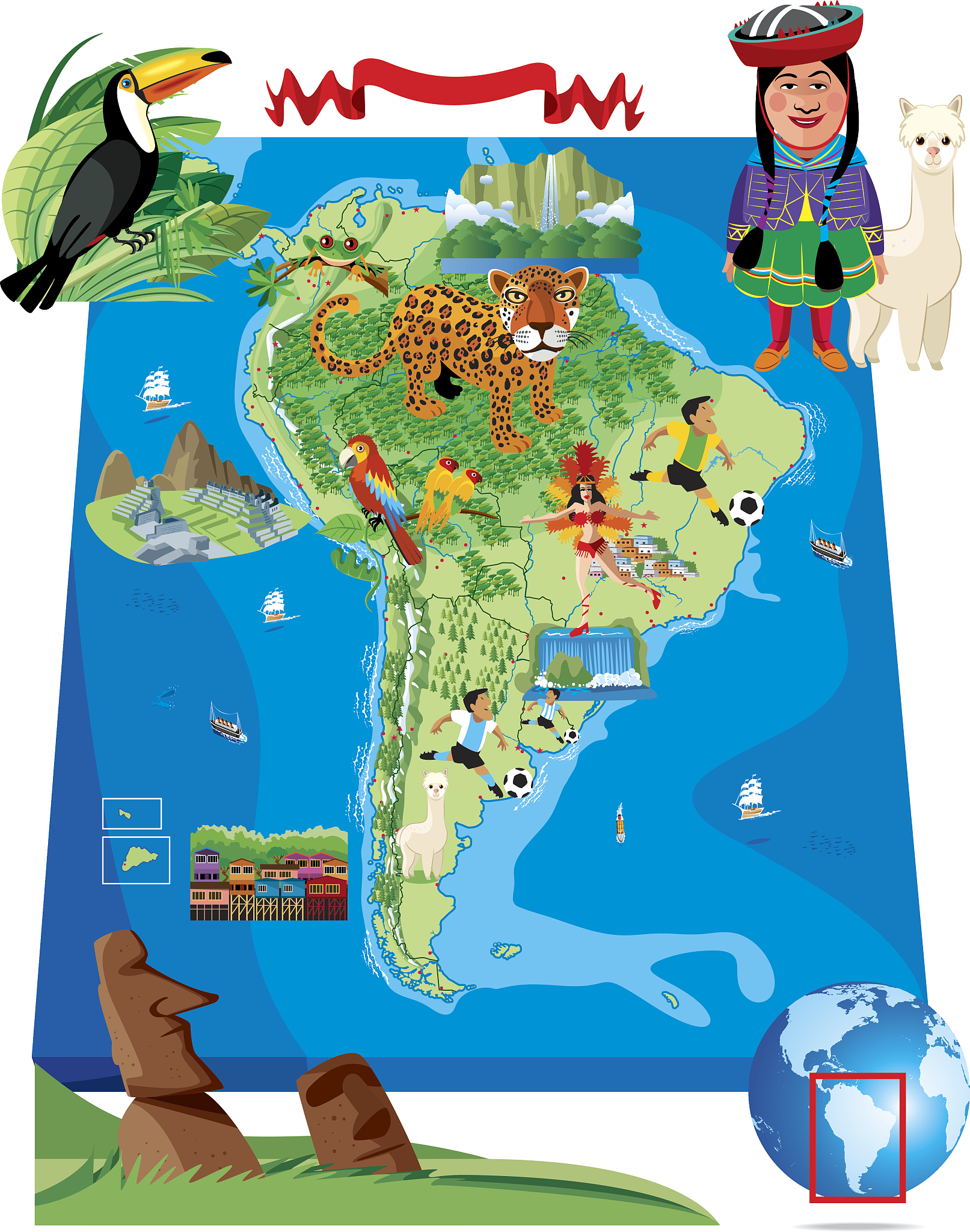 south america cartoon map