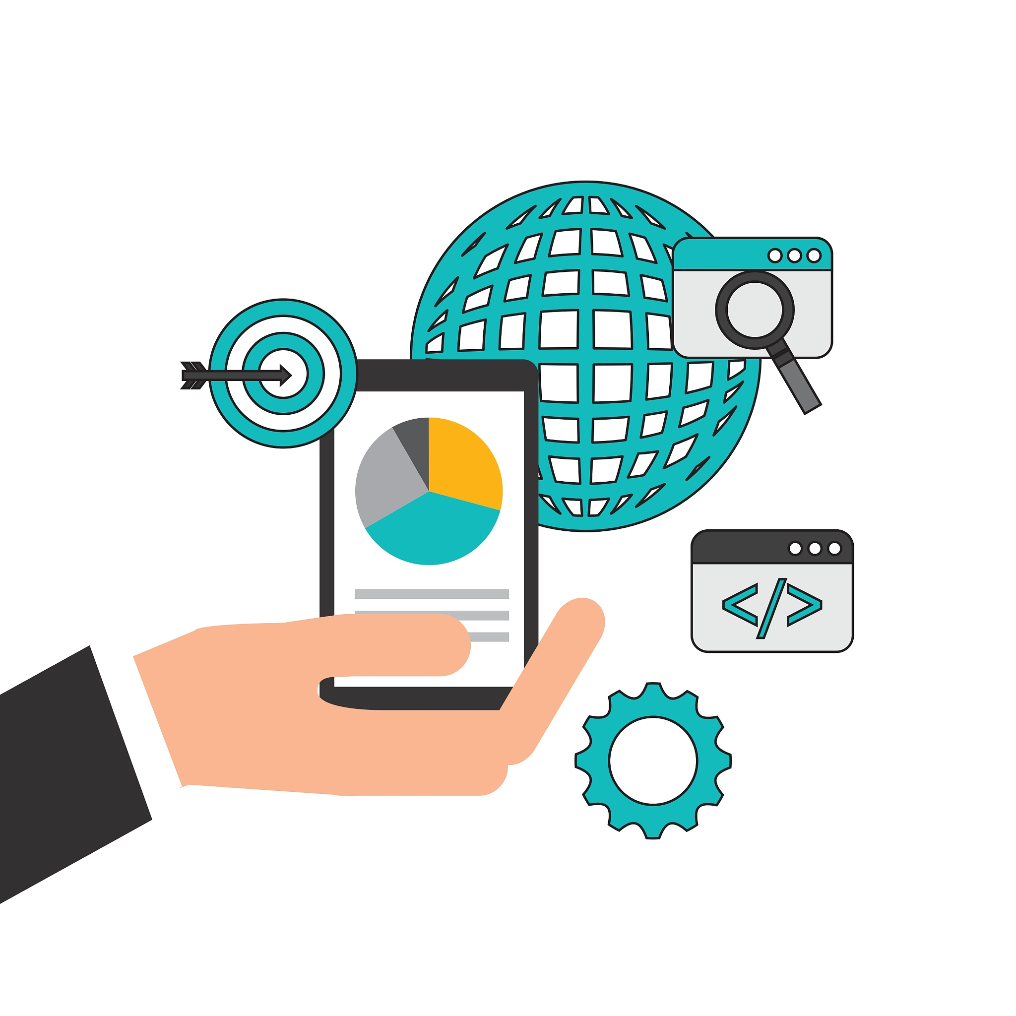 search engine optimization flat icons