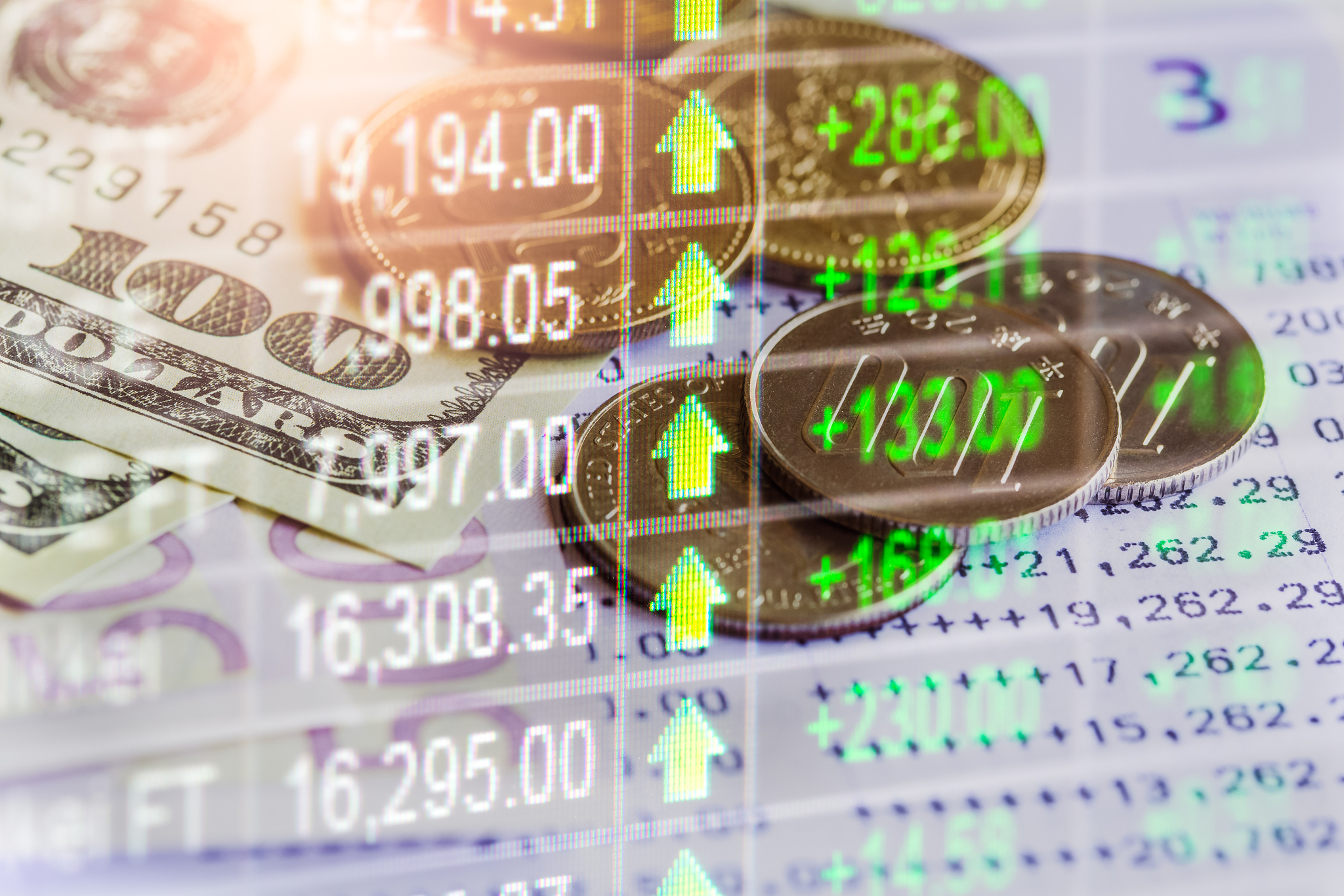 stock market or forex trading graph and candlestick chart suitab
