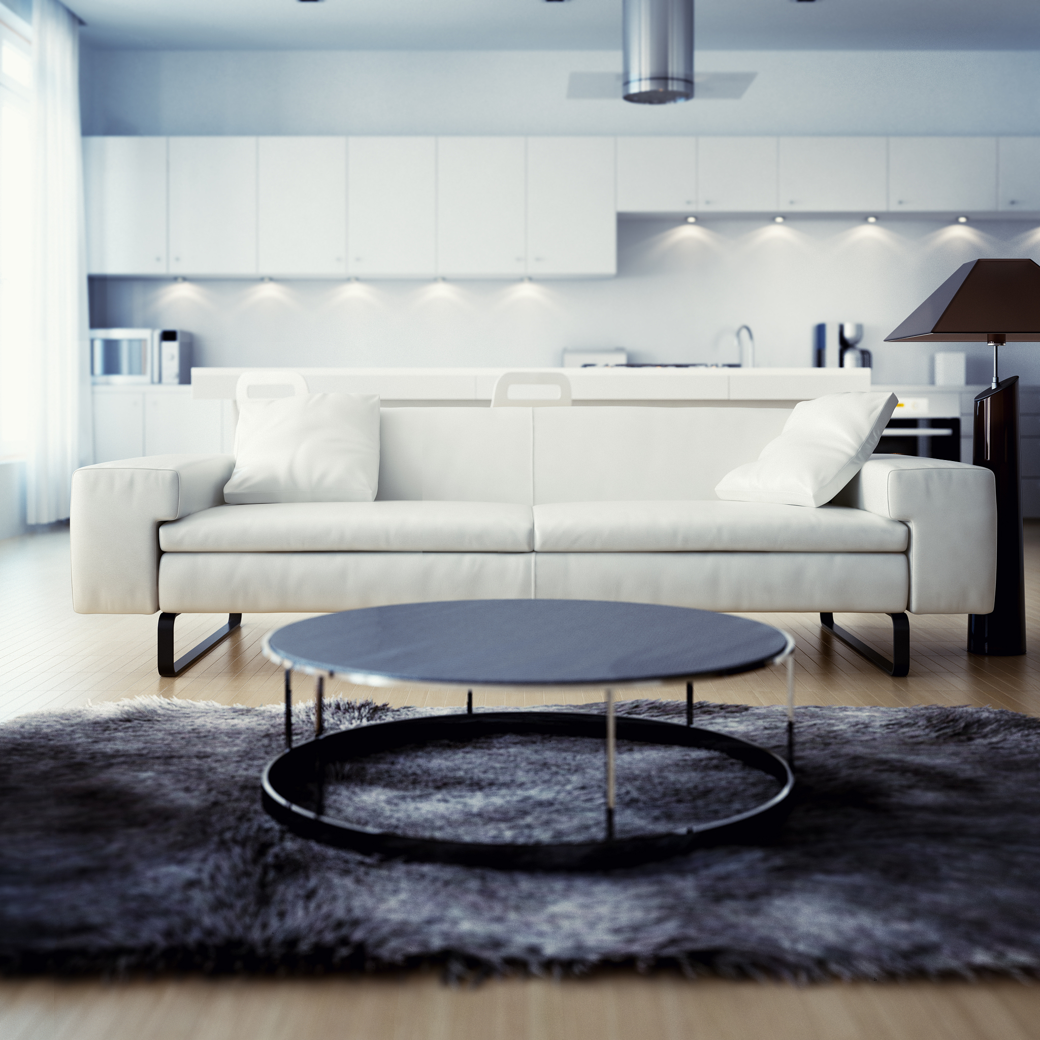 white leather sofa