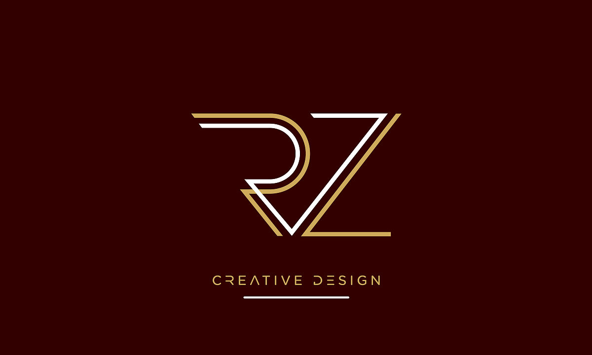 现代抽象字母rz, zr标志设计.最小rz, zr初始的基于图标矢量