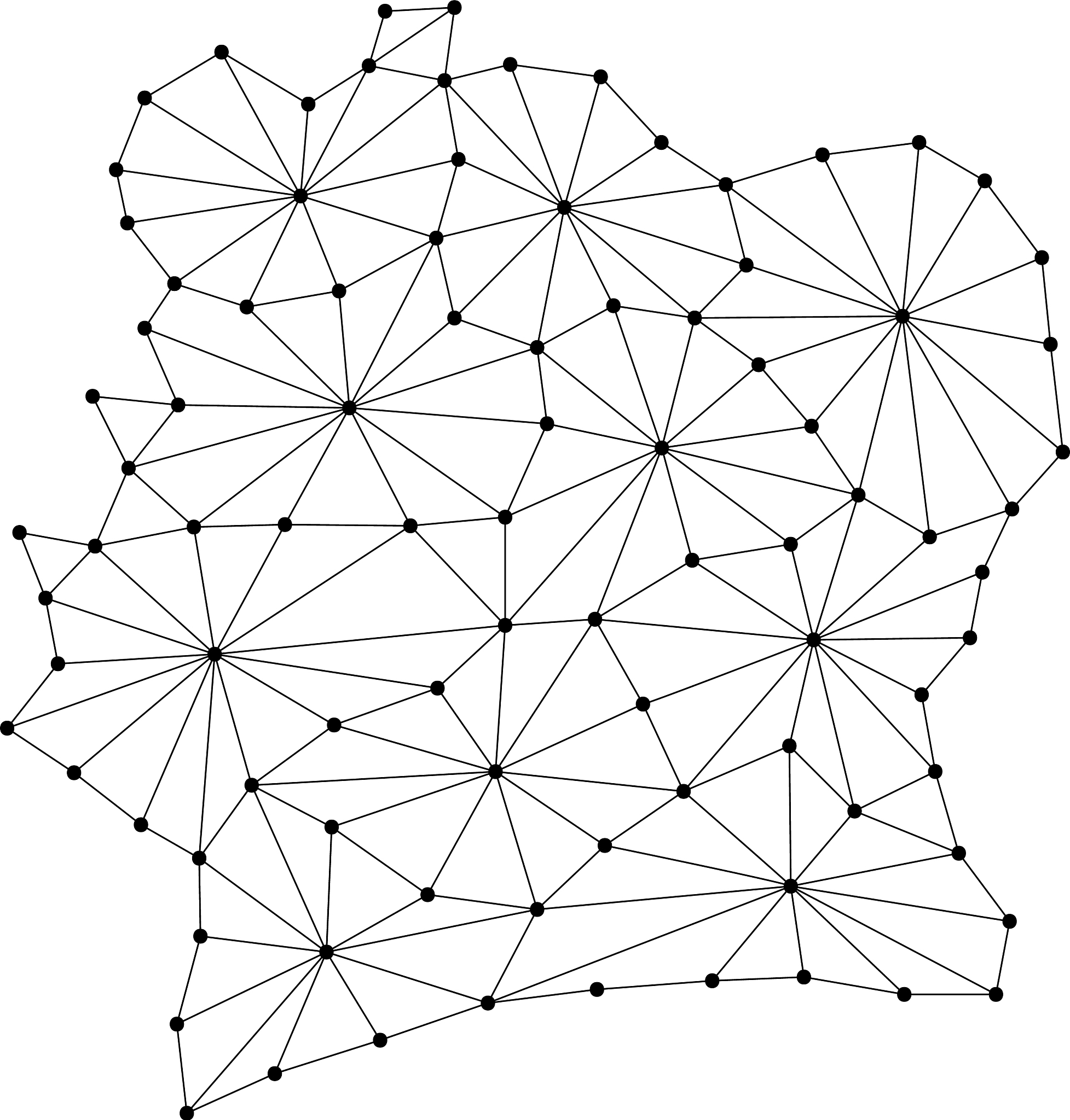 ivory coast map of polygonal mosaic lines network