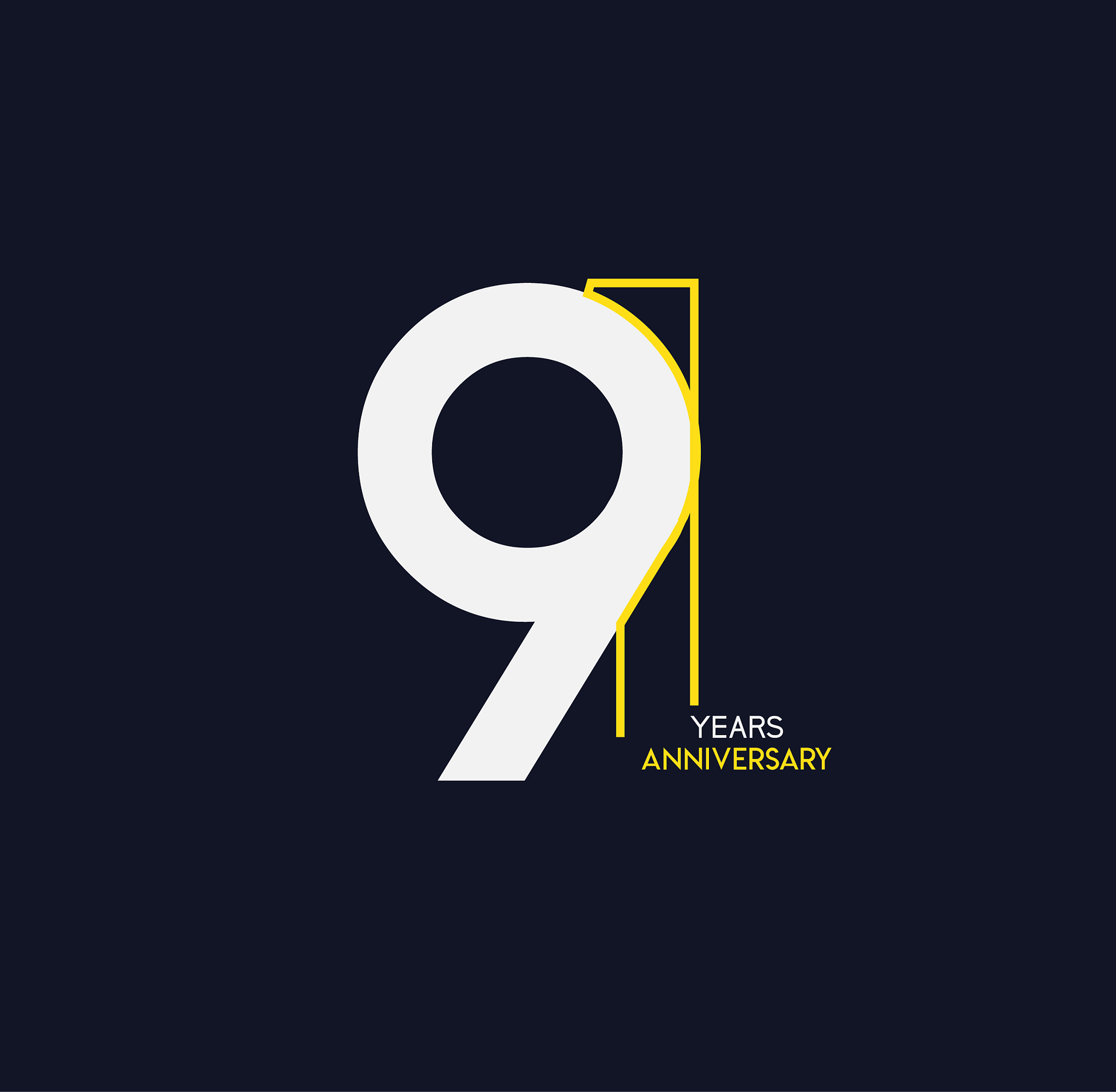 91 anniversary elegance gold logo. linked number on dark backgro