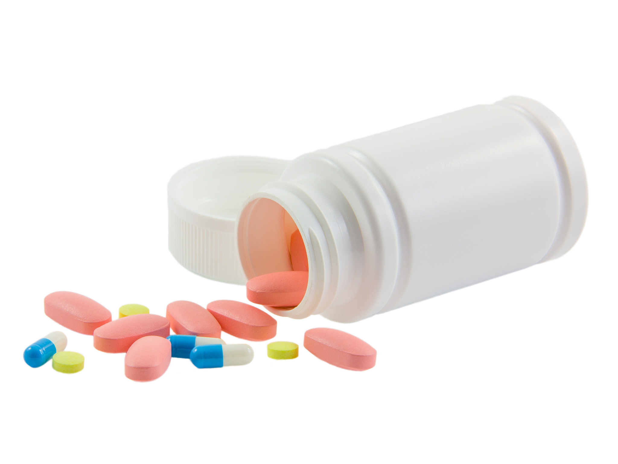 tablets and pills isolated on white