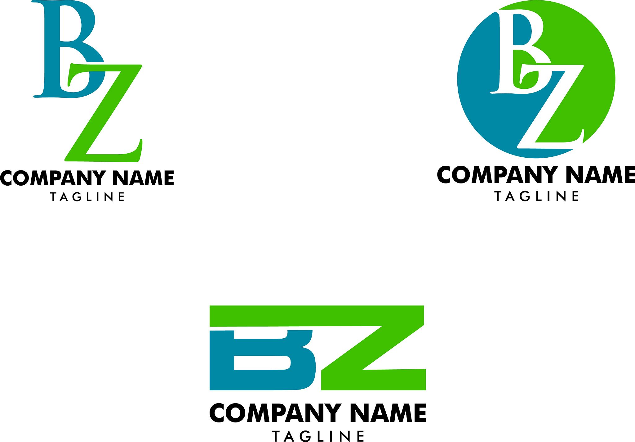 set of initial letter bz logo template design