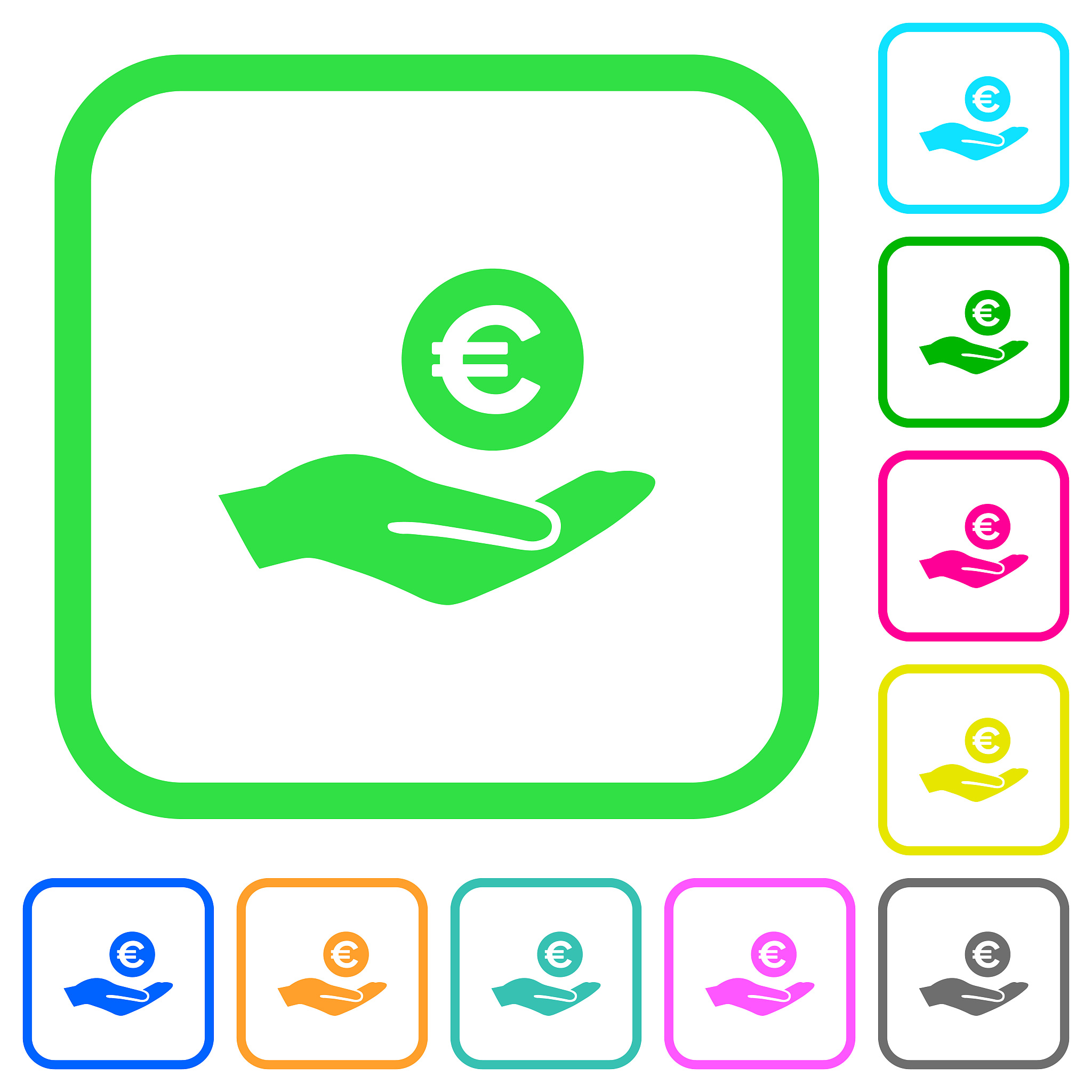 euro earnings vivid colored flat icons