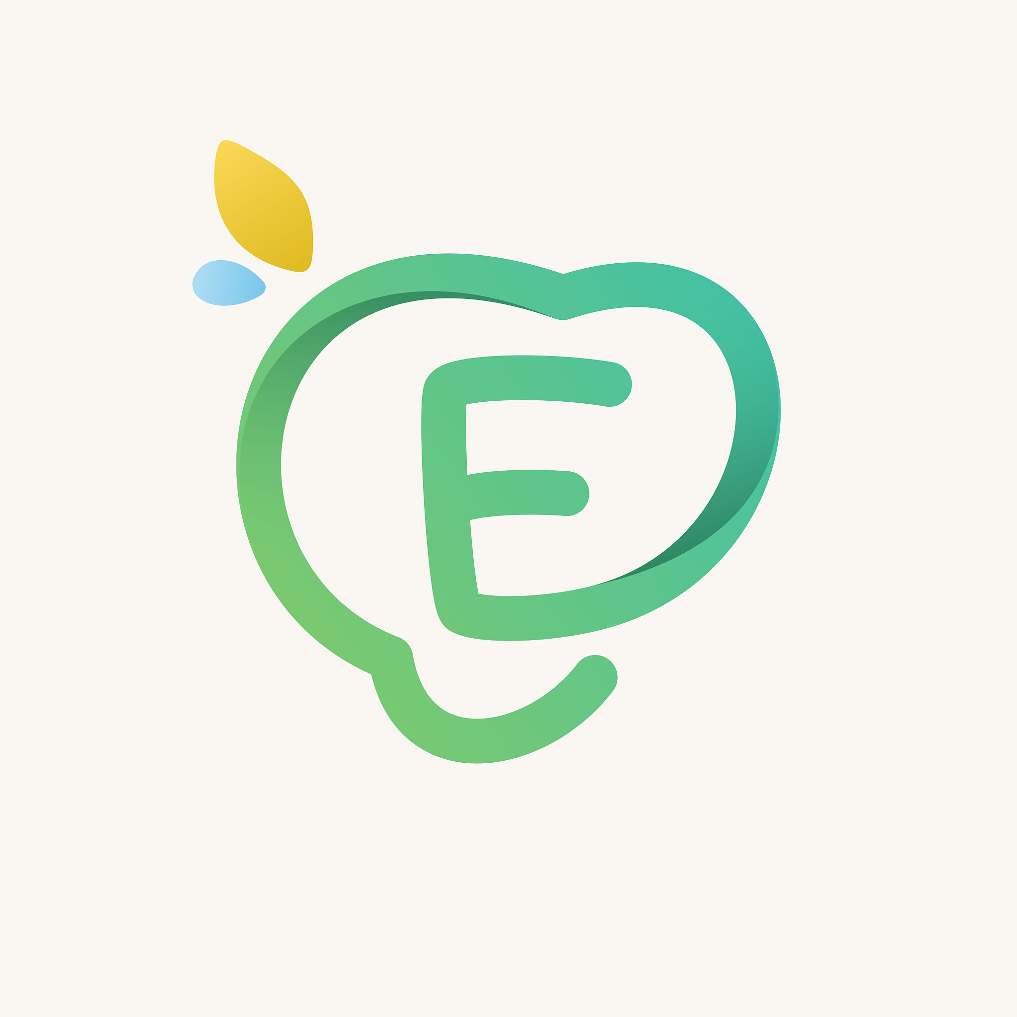 e letter green line logo.