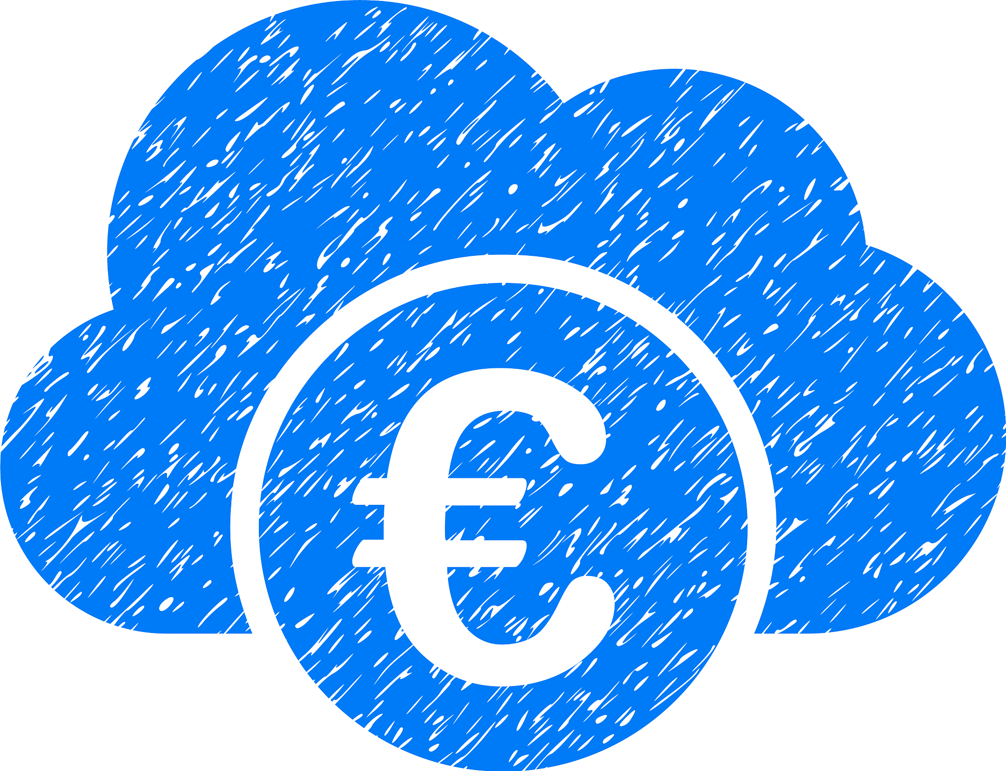 euro cloud banking grunge icon