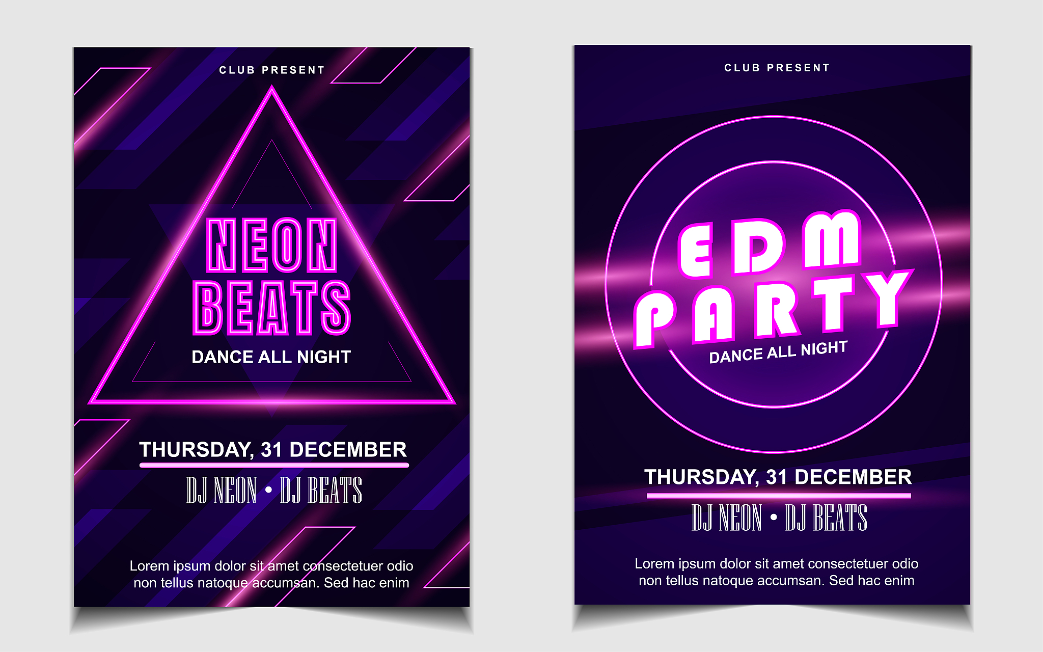 night dance party electro music poster layout design template ba
