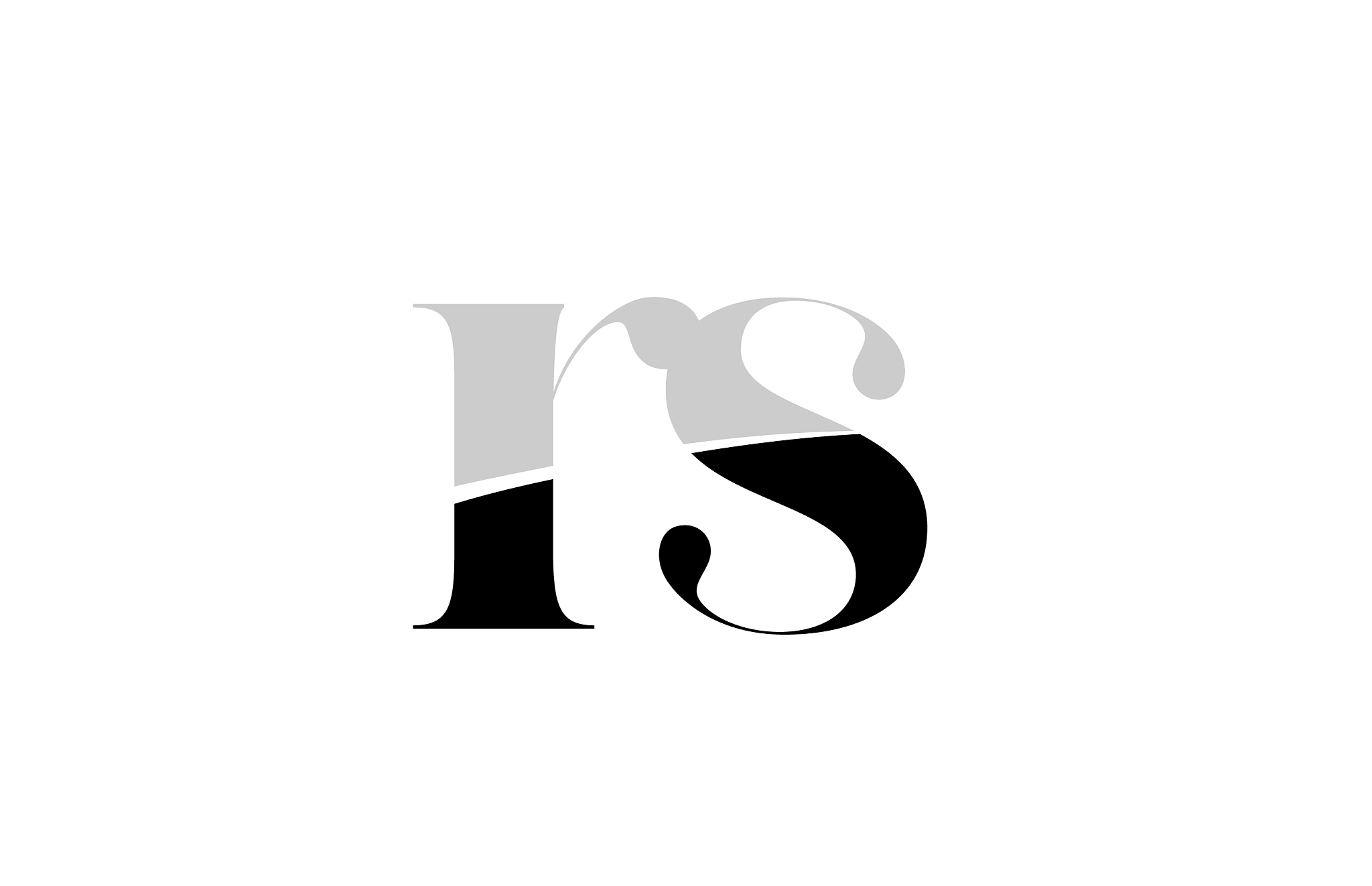 alphabet letter rs r s black and white logo icon