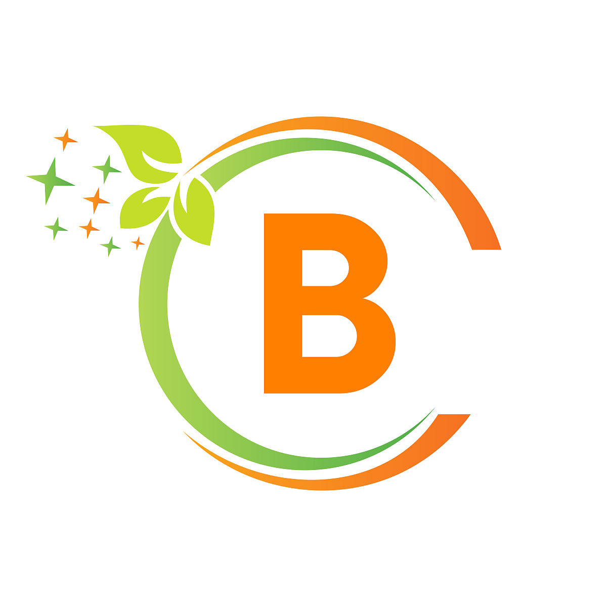 房子清洁标志上的b字母设计.字母b清洁服务中心标志模板吸尘器,水桶,