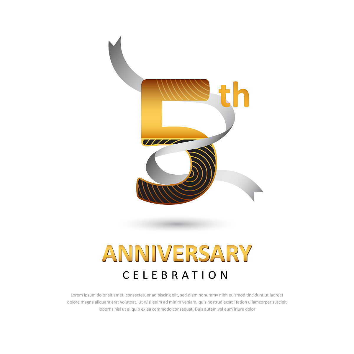 5年创意周年庆典模板设计与丝带