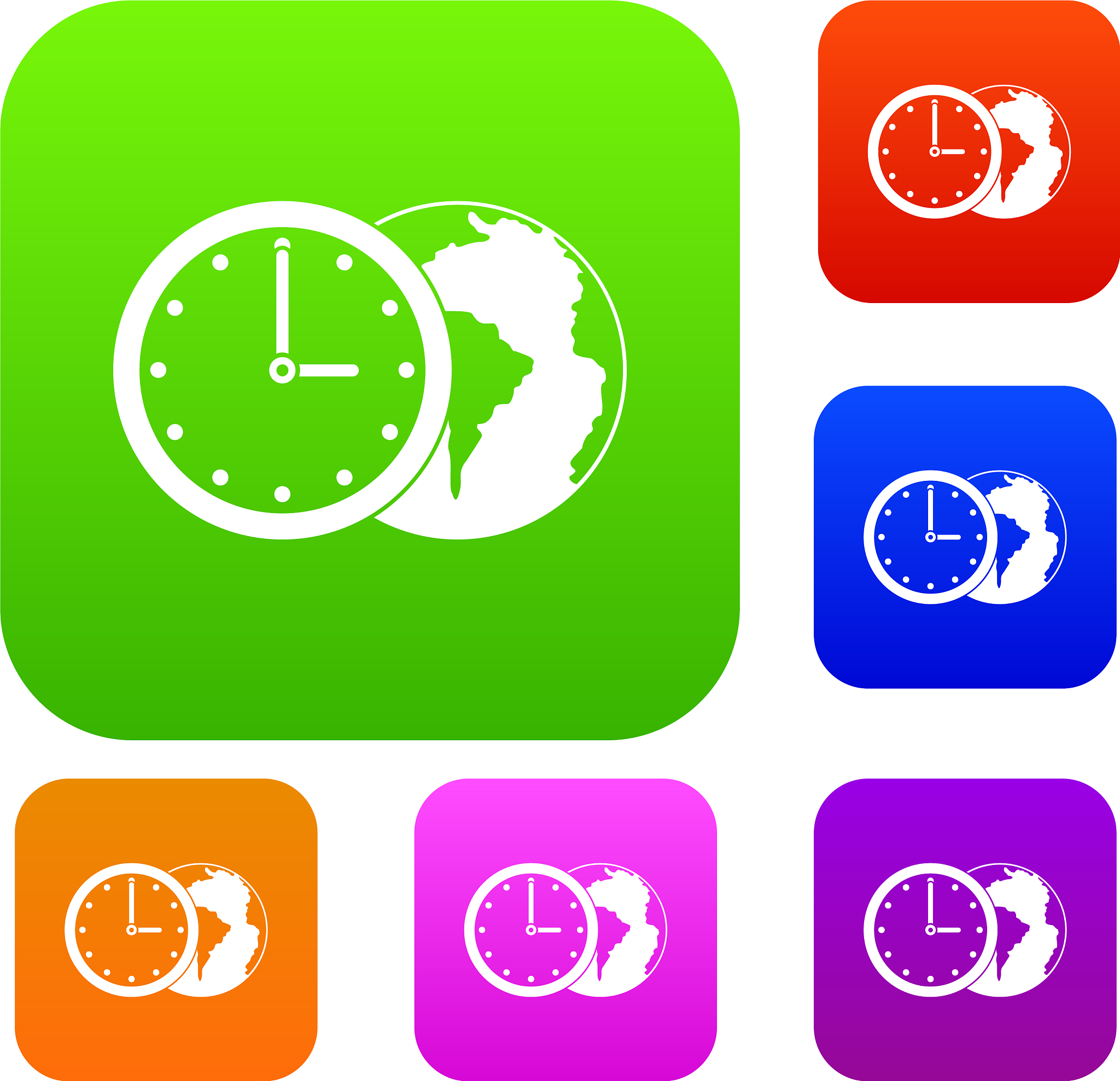 world planet with watch set color collection