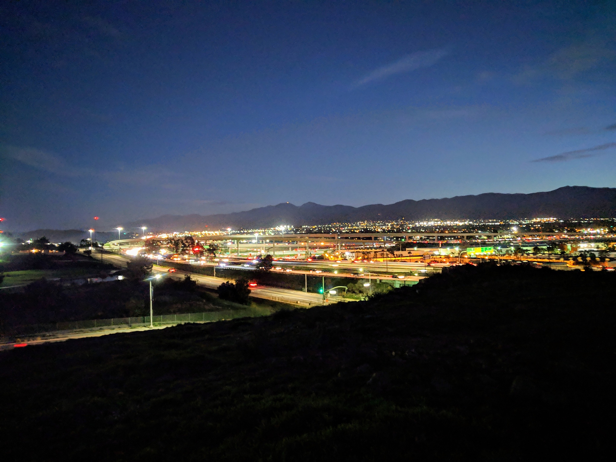 highway traffic in evening.