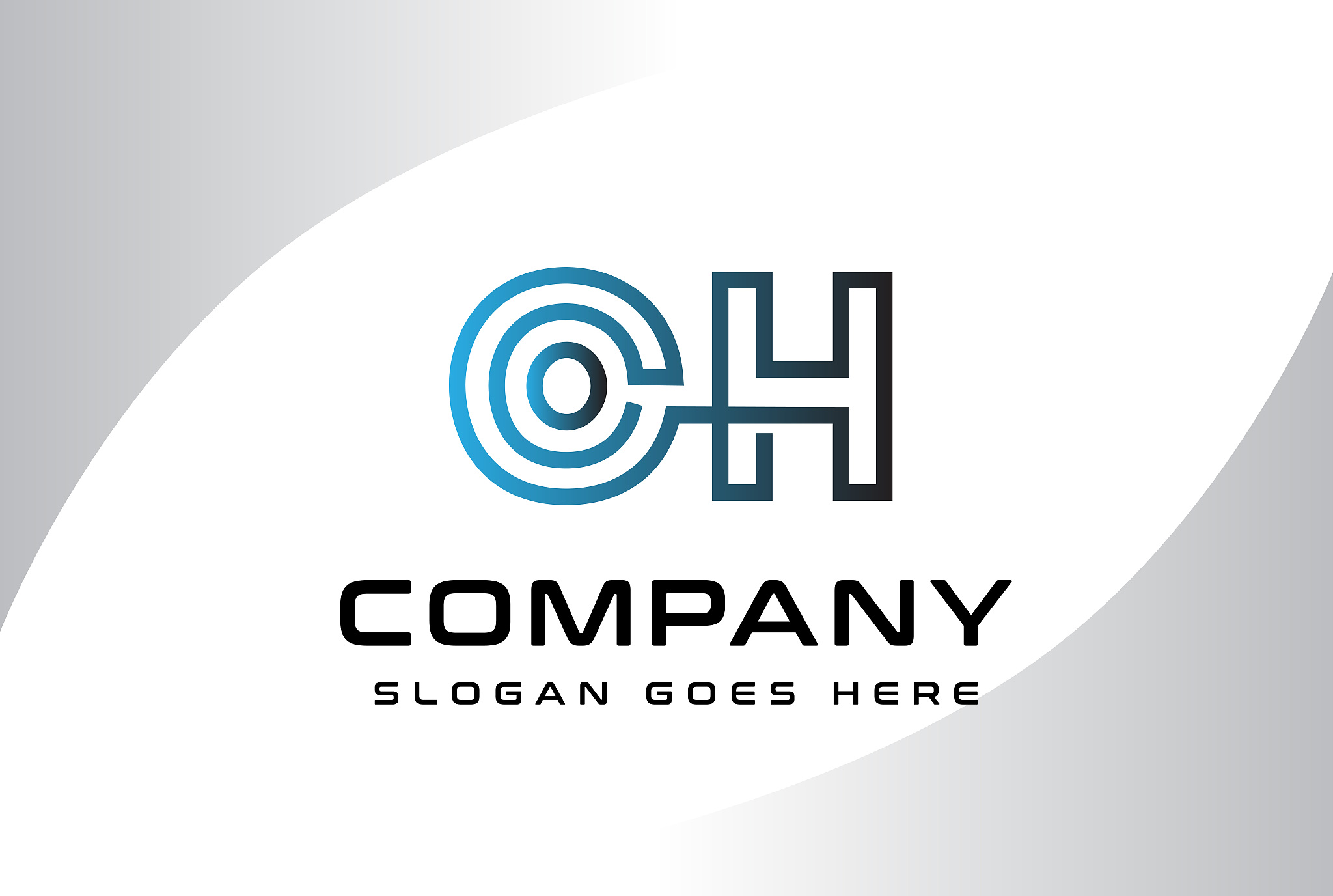 blue black gradient initial letter oh logo vector template