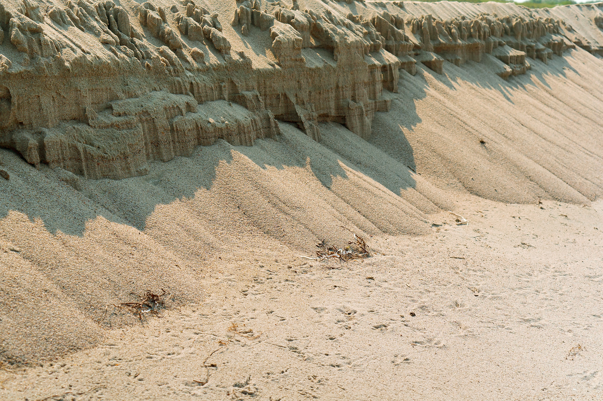sandy steep beach, sea sand