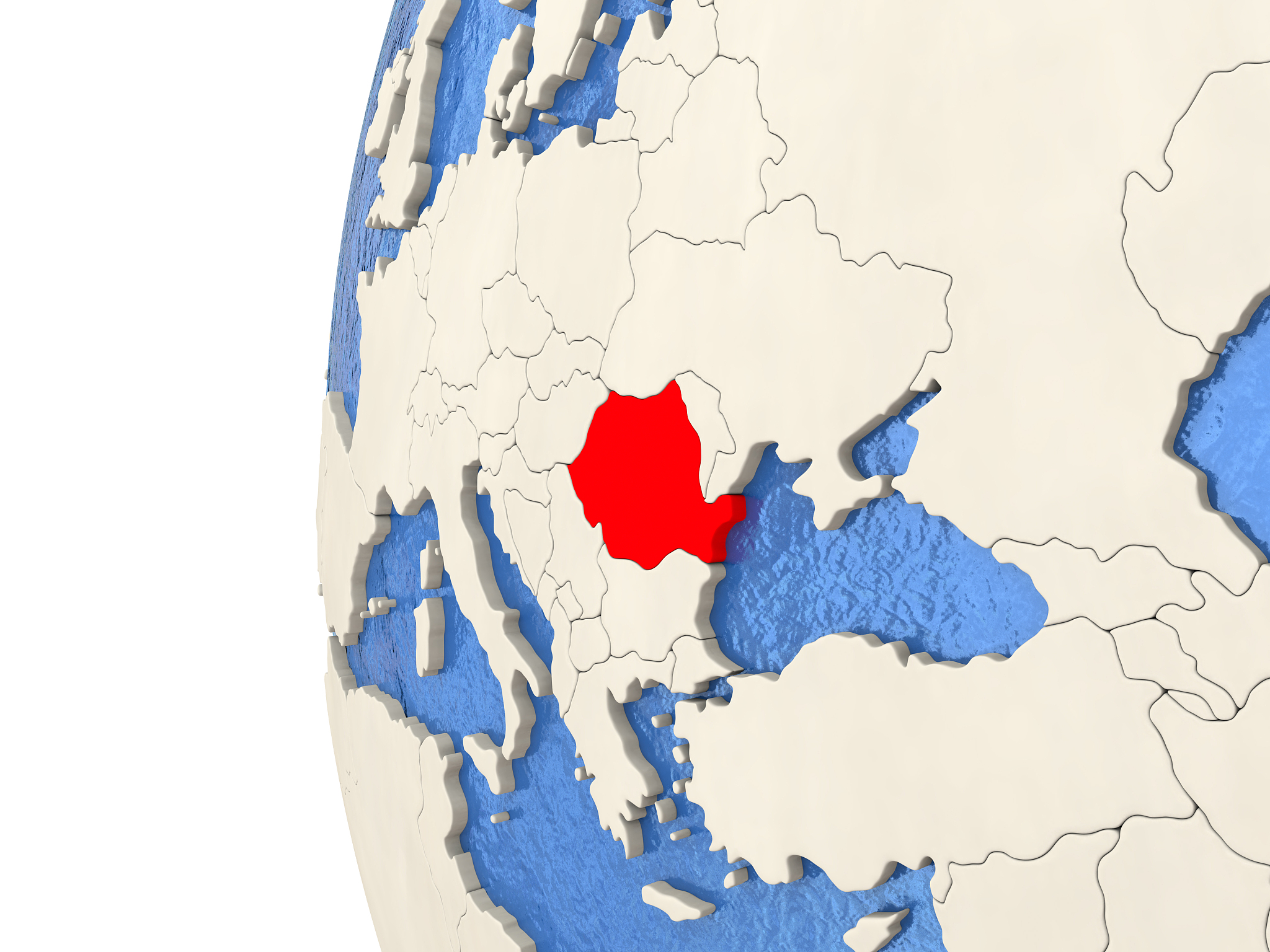 romania on 3d globe