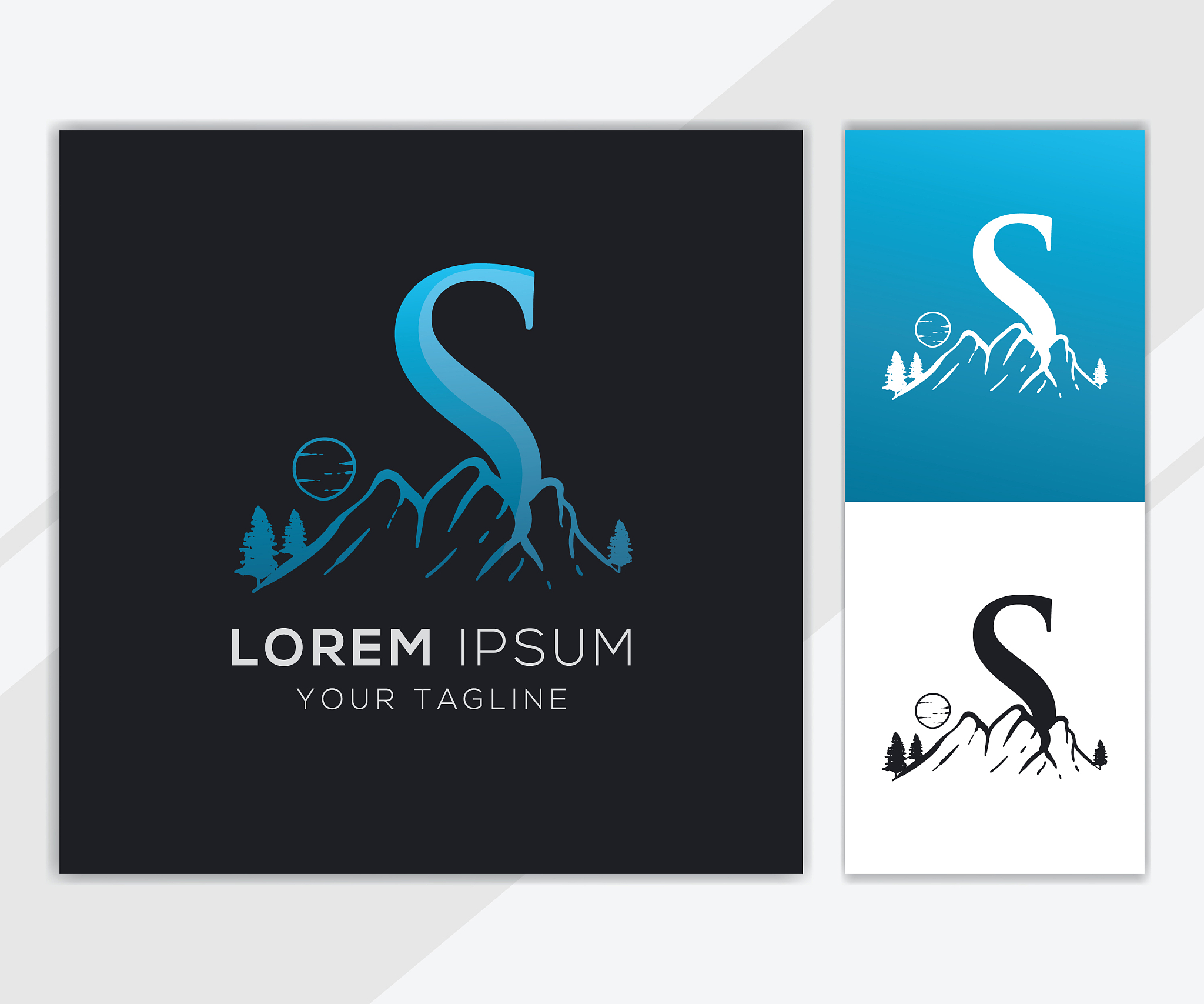 letter s with abstract mountain logo template