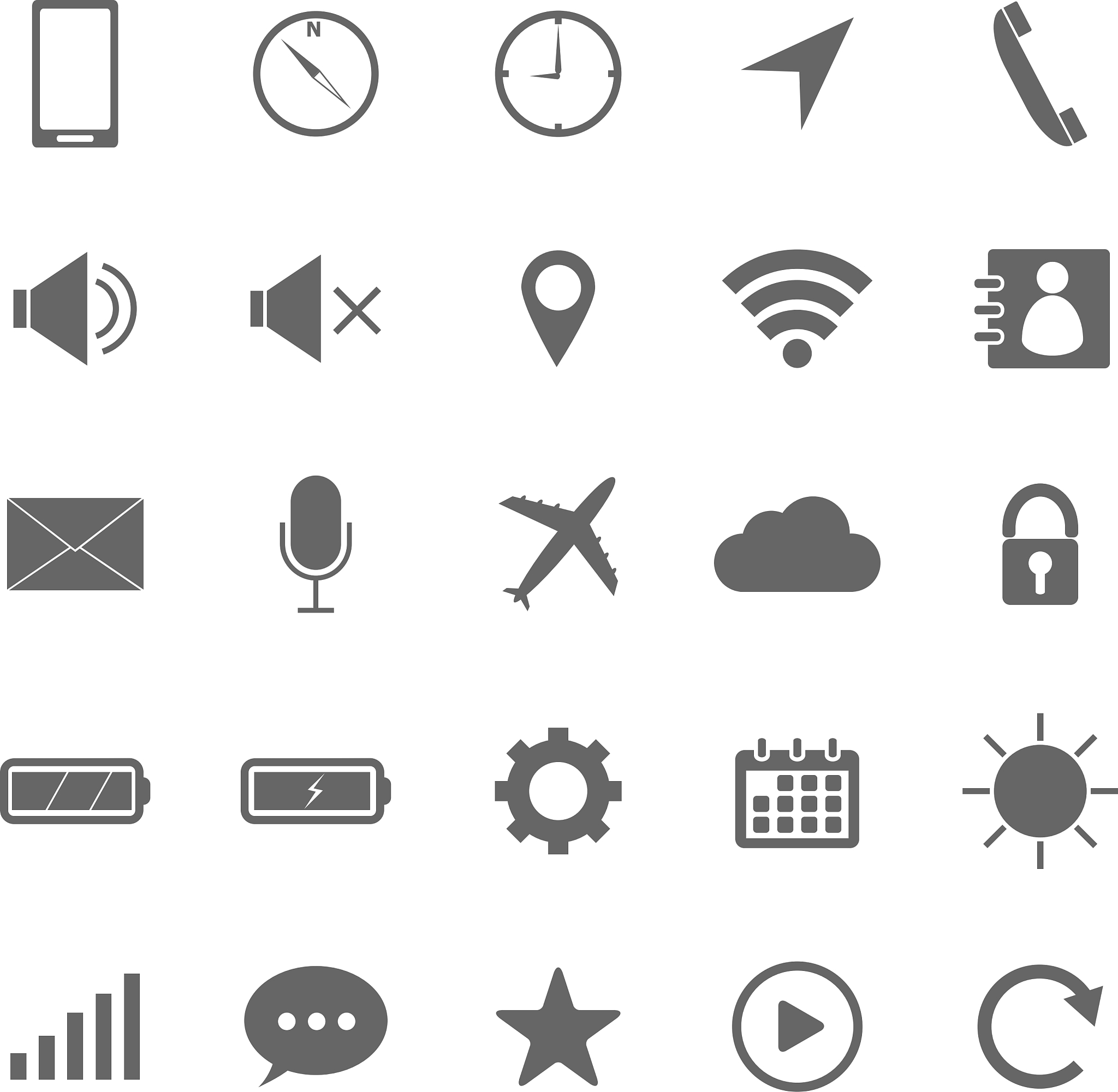 mobile phone icons on white background