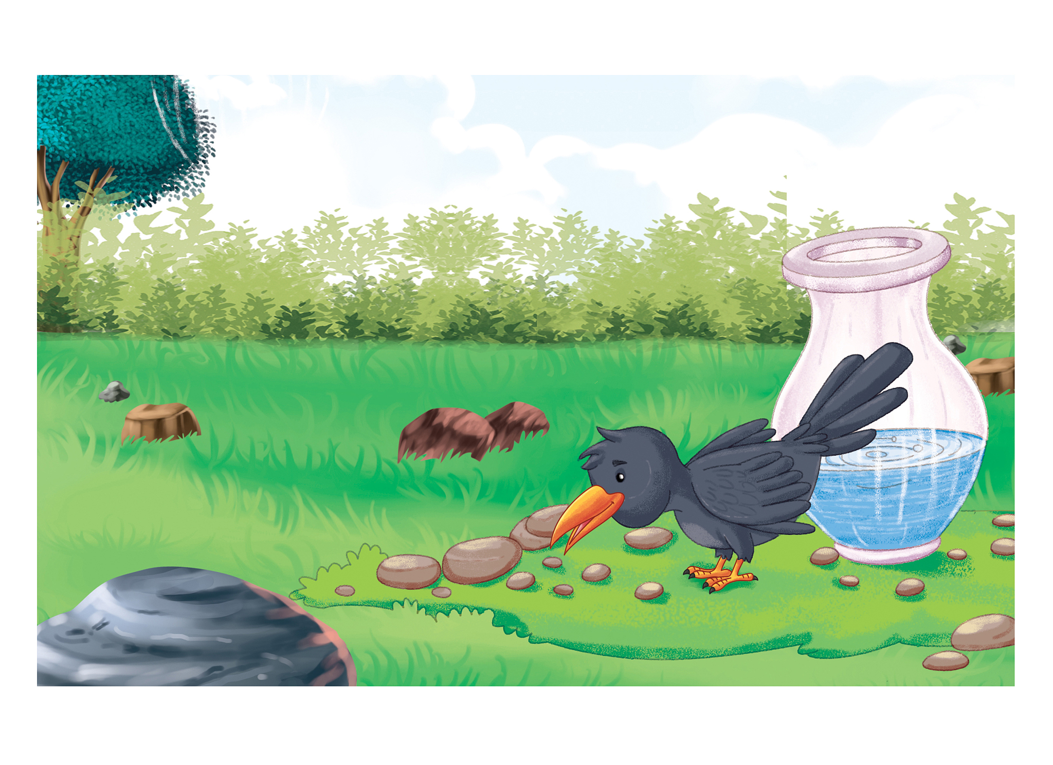 乌鸦喝水：聪明的小黑的故事