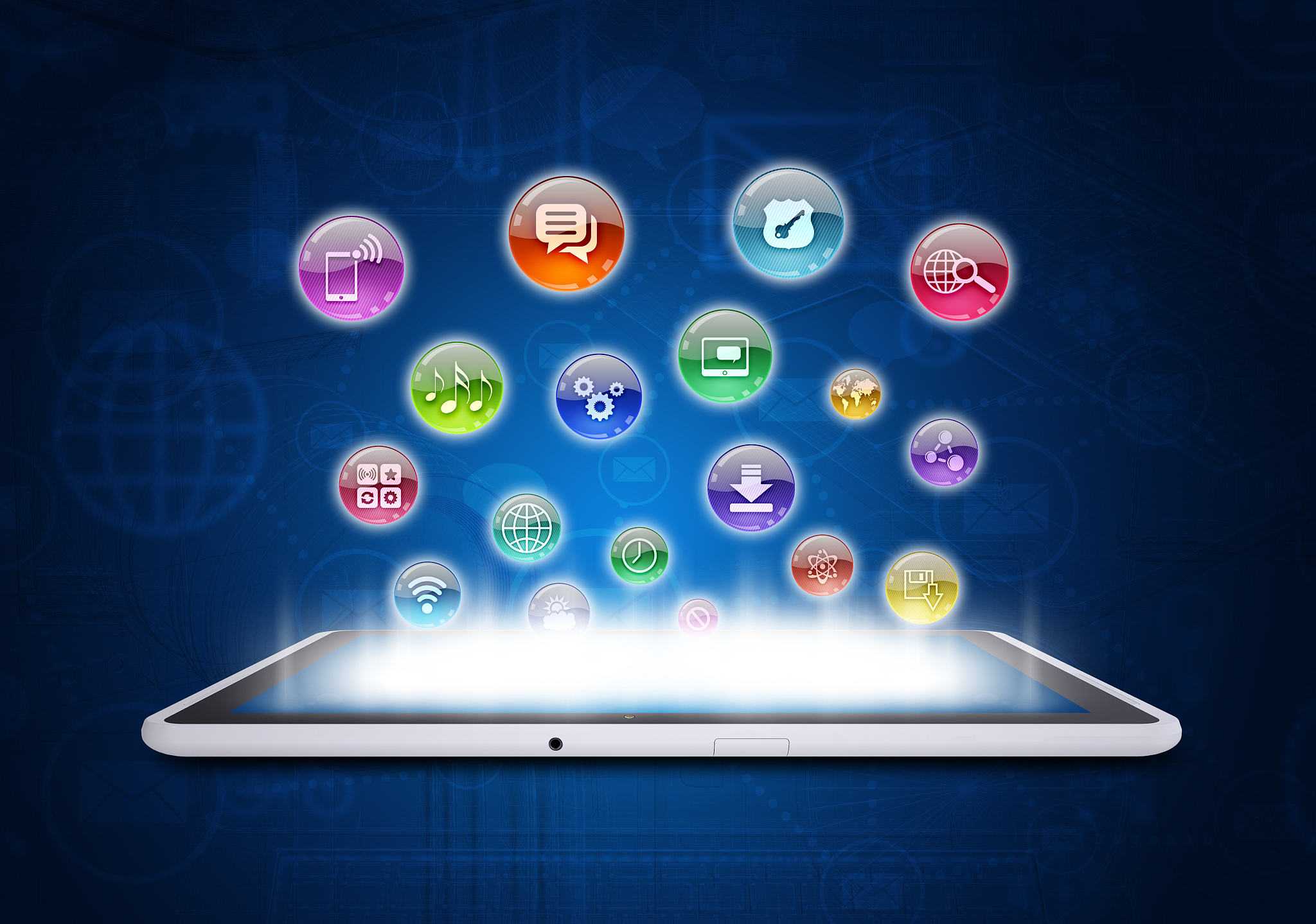 tablet pc and application icons