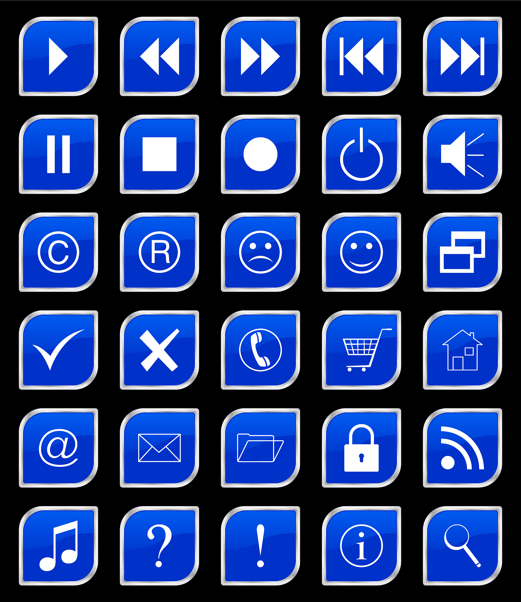 buttons set blue