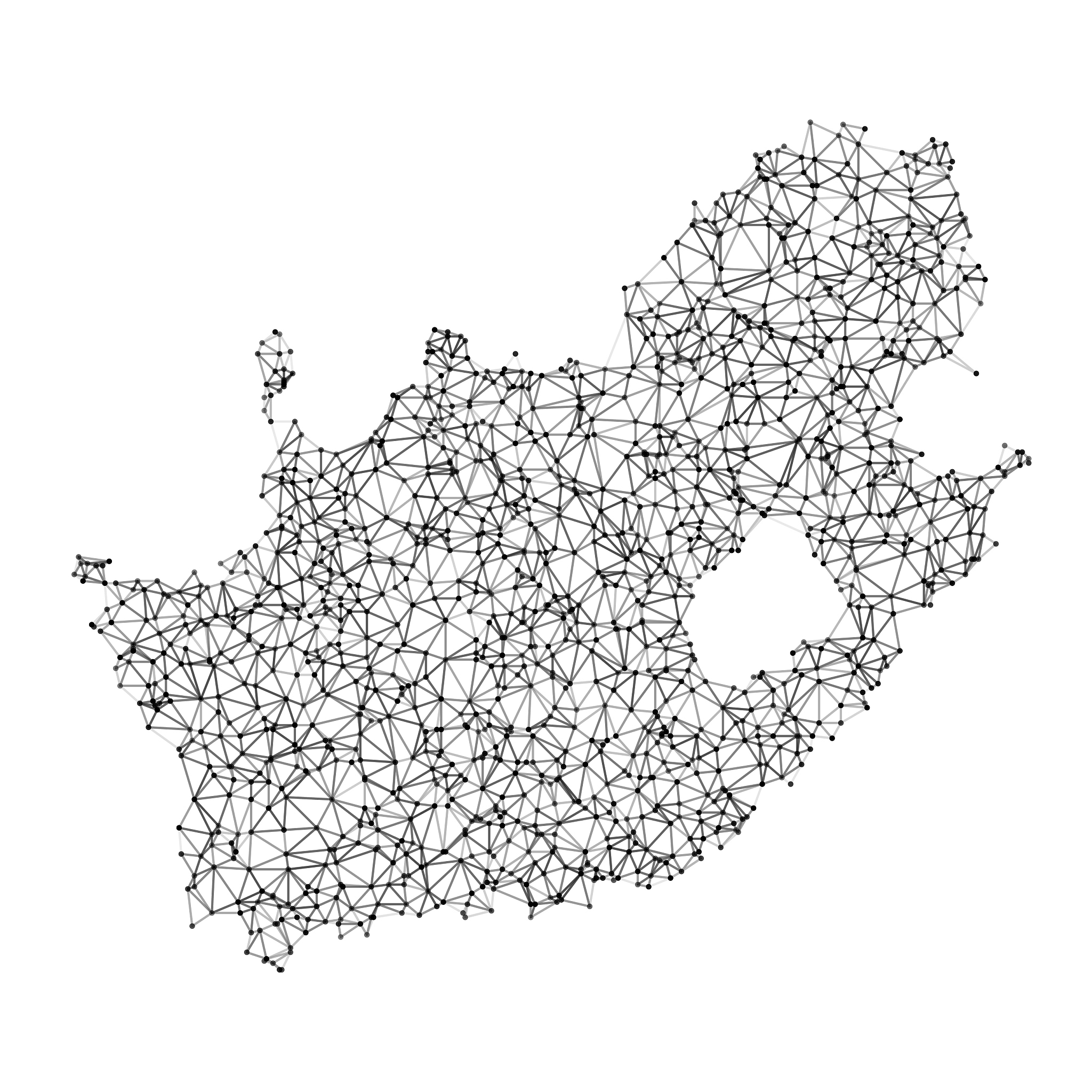 south africa map network black and white
