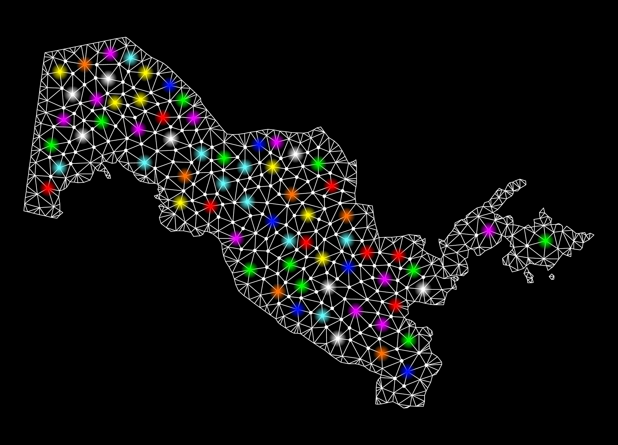 mesh polygonal map of uzbekistan with bright light