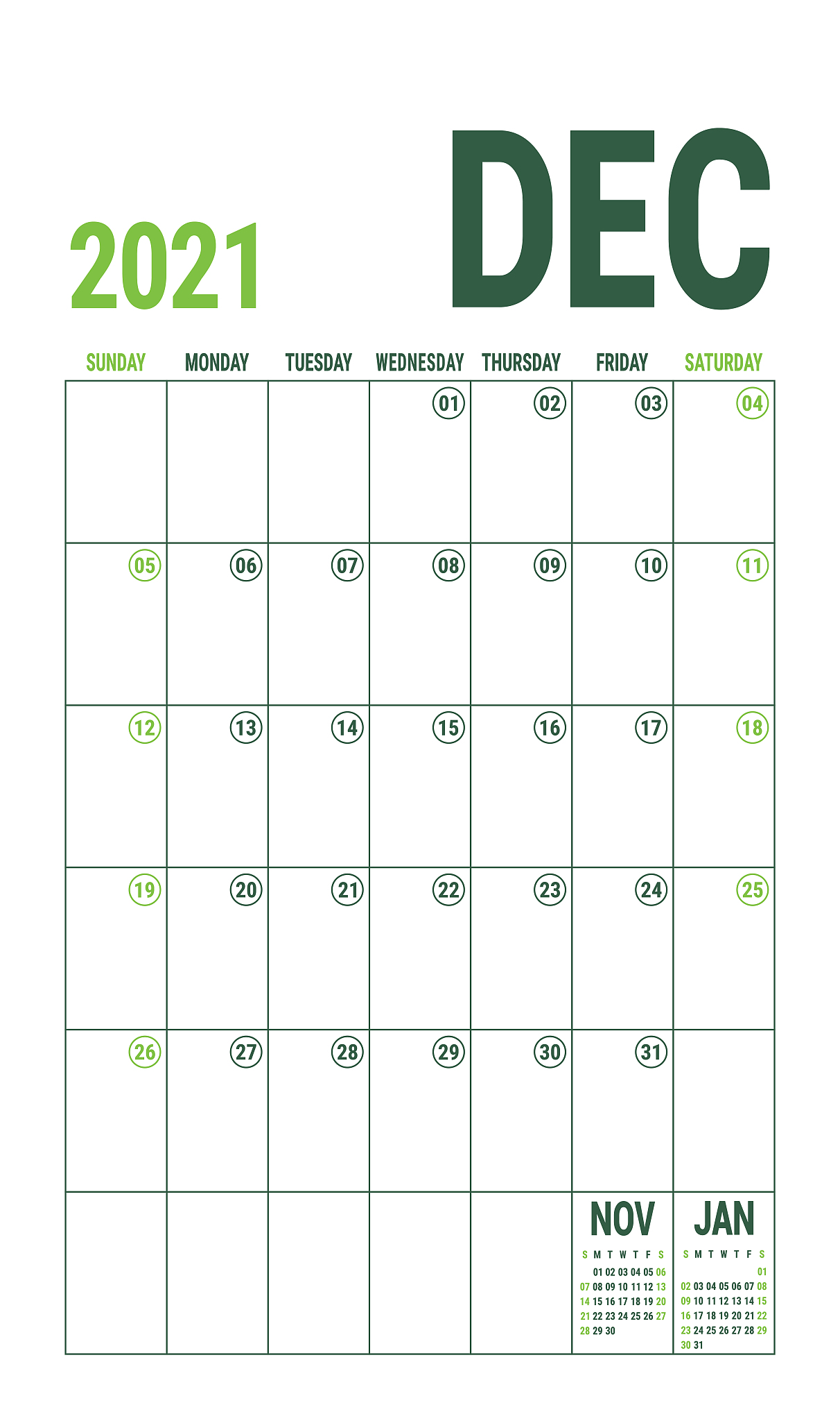 december calendar 2021. english calender template. vector grid. 