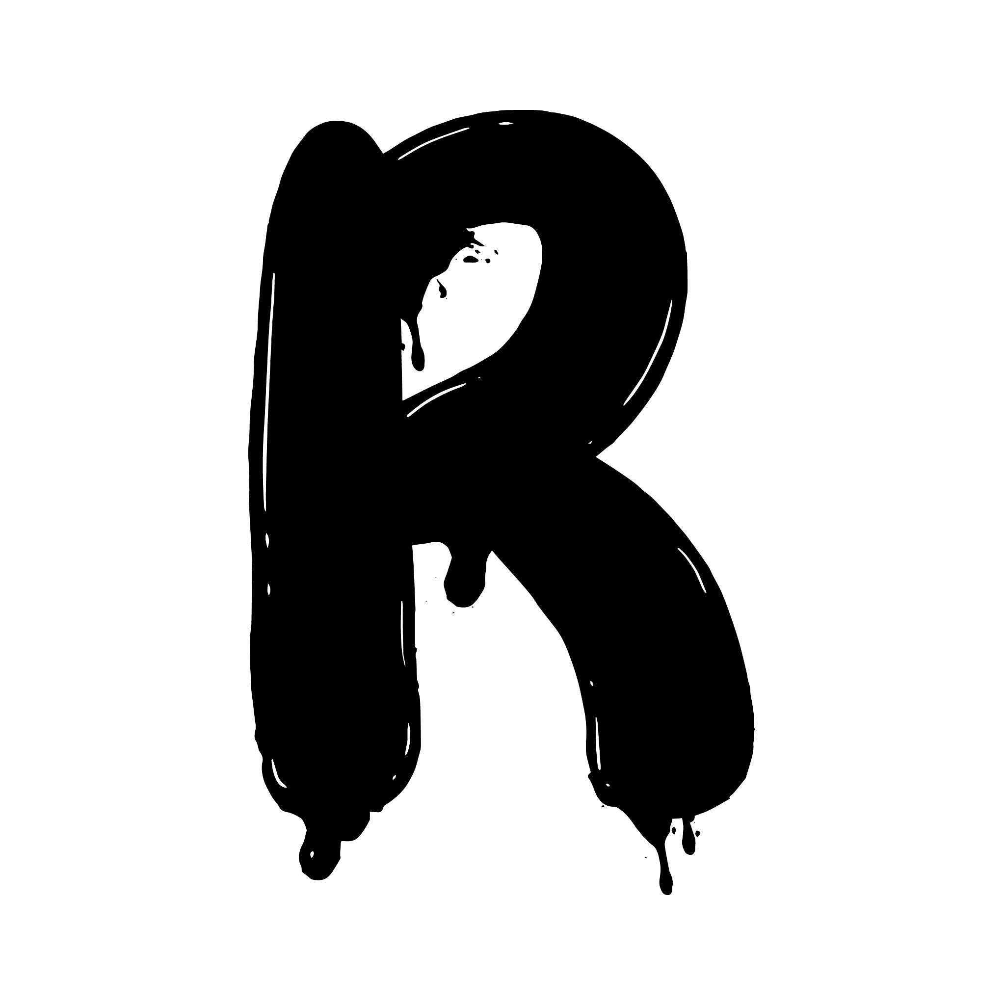 blot letter r black and white