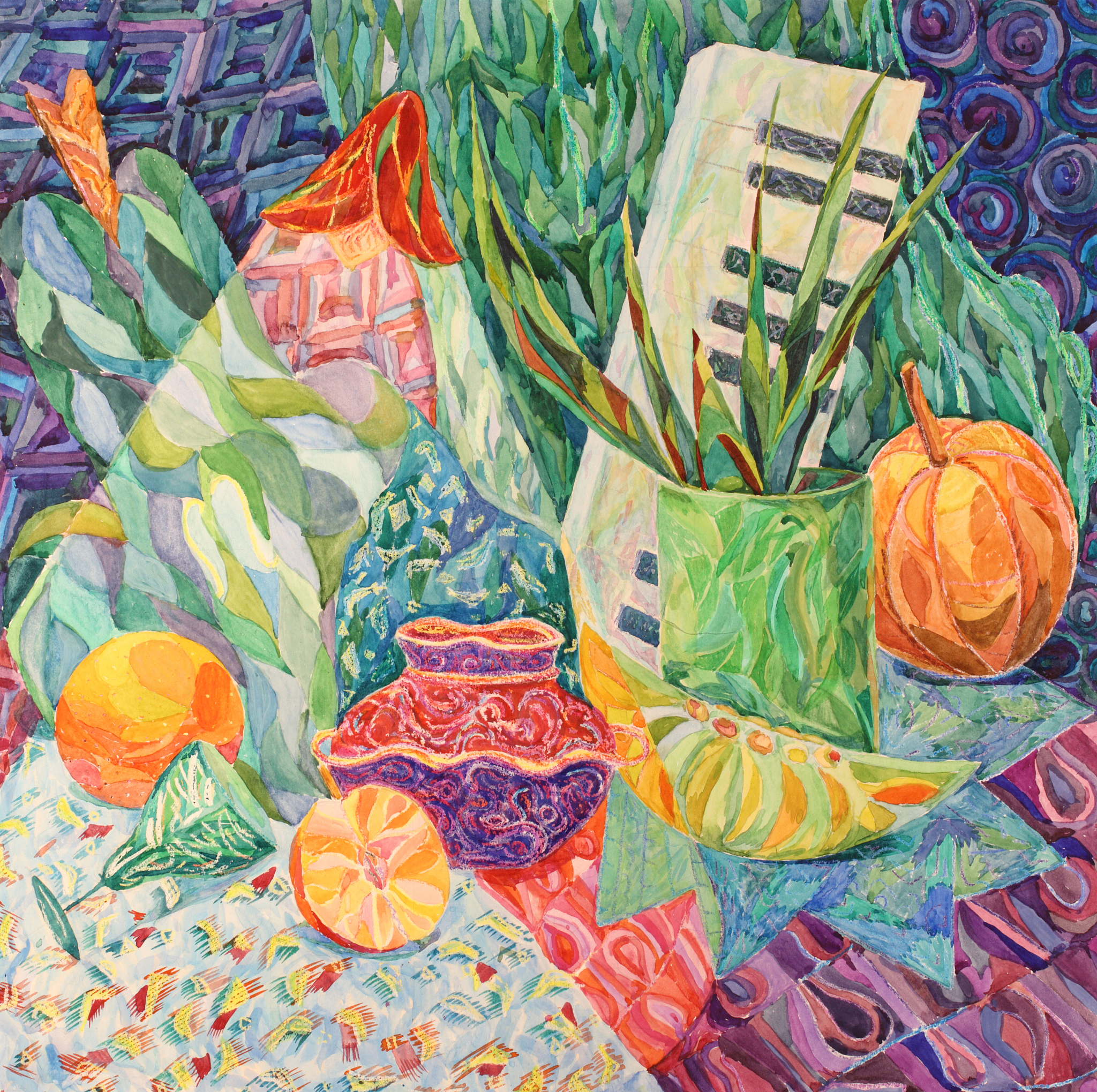 Betty's Blue Basket Oil Painting: Detailed Description and Dimensions