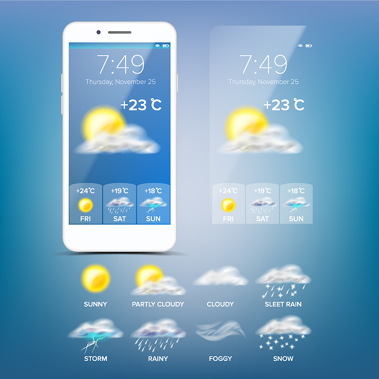 weather forecast app blue background